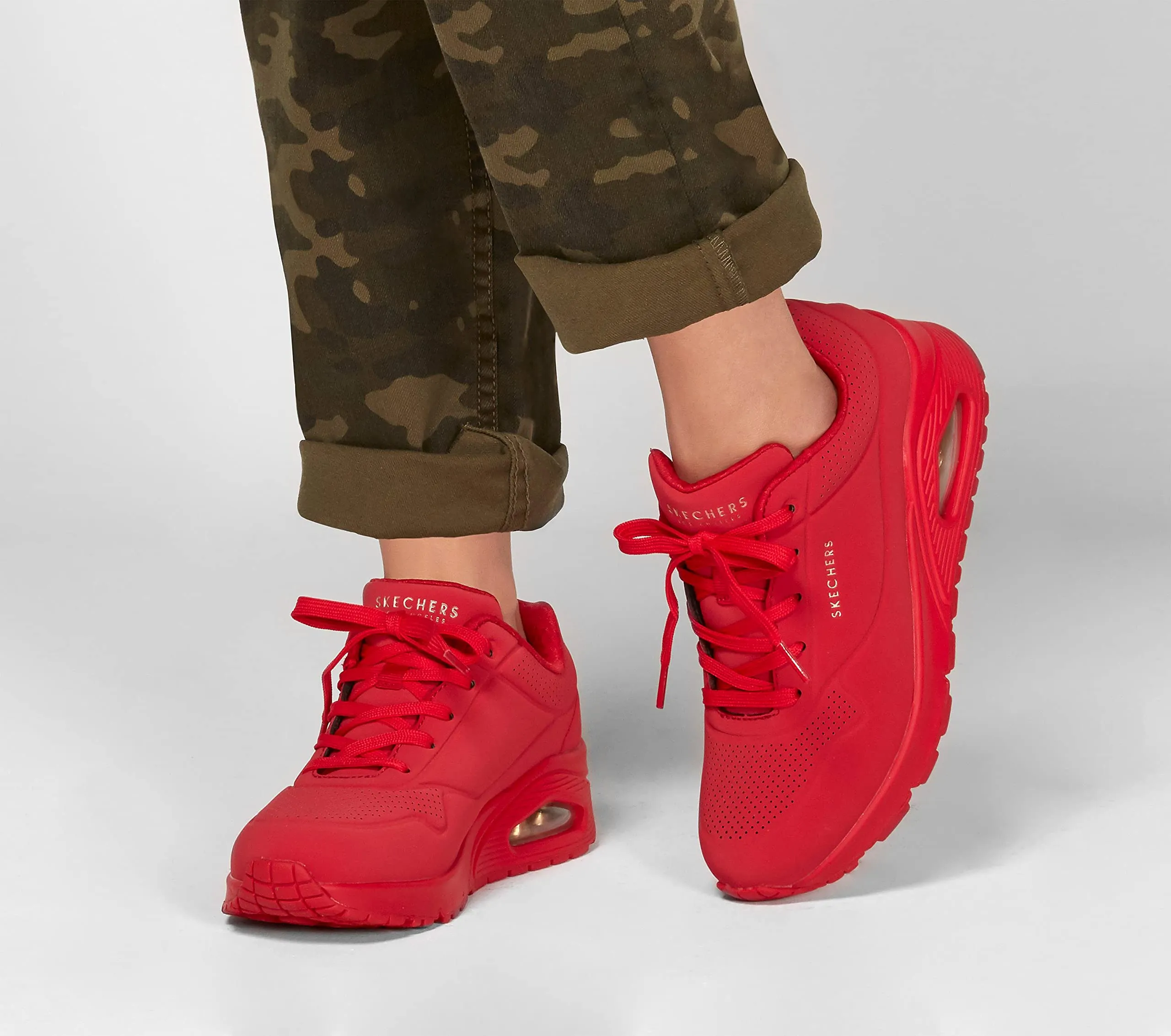Skechers Uno Stand On Air Scarpe da Ginnastica da Donna, Red Durabuck/Mesh, 42 EU - immagine 2