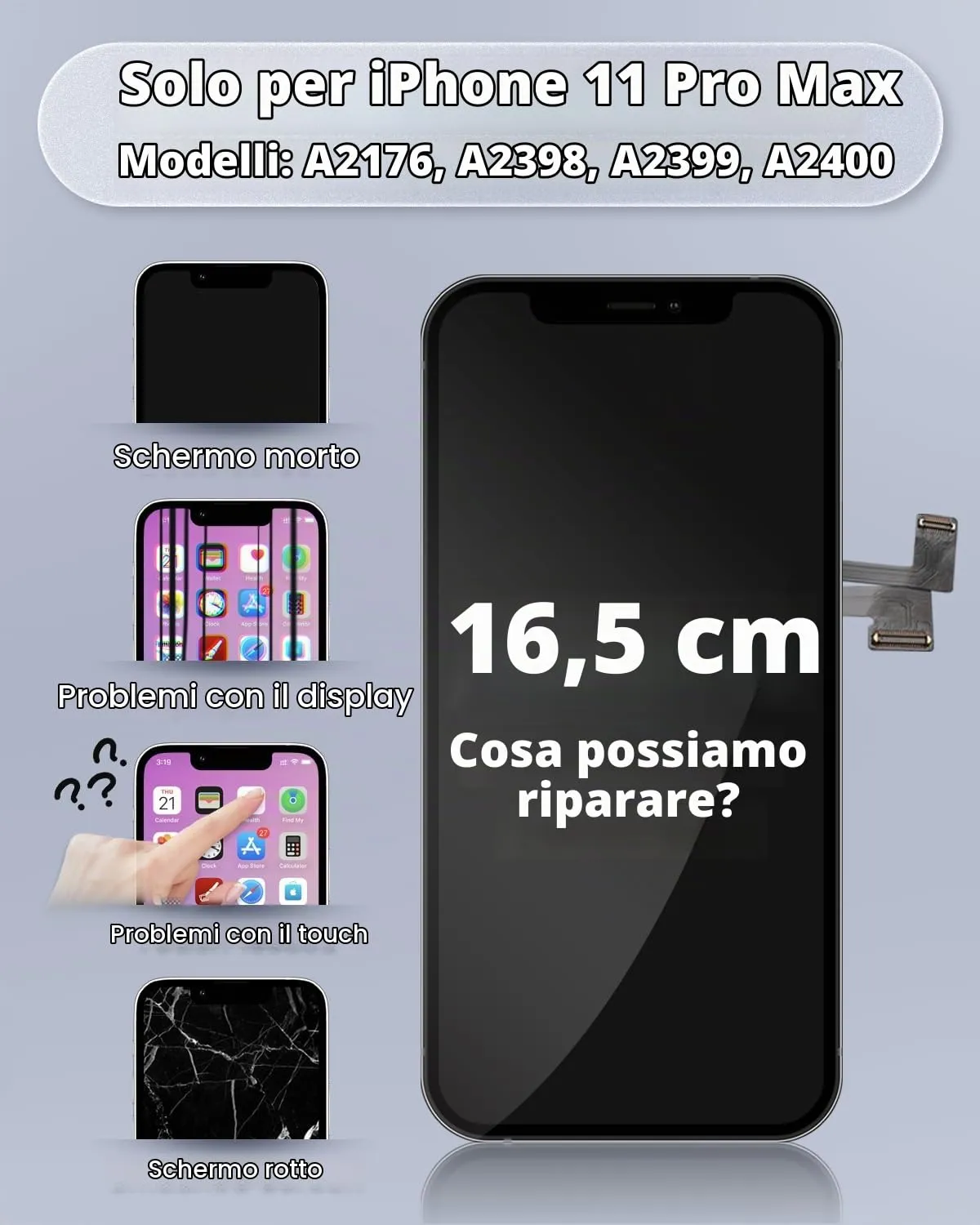 GULEEK Display LCD Touch Screen per iPhone 11 Pro Max 6.7" GLK11PM - immagine 2