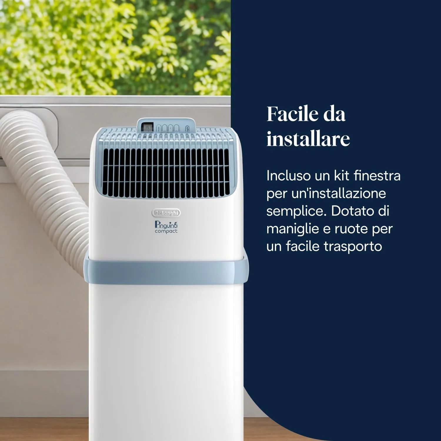 De'Longhi Pinguino Compact ES72 YOUNG Condizionatore Portatile 8.300 BTU/h, 2.1 kW, Bianco - immagine 6