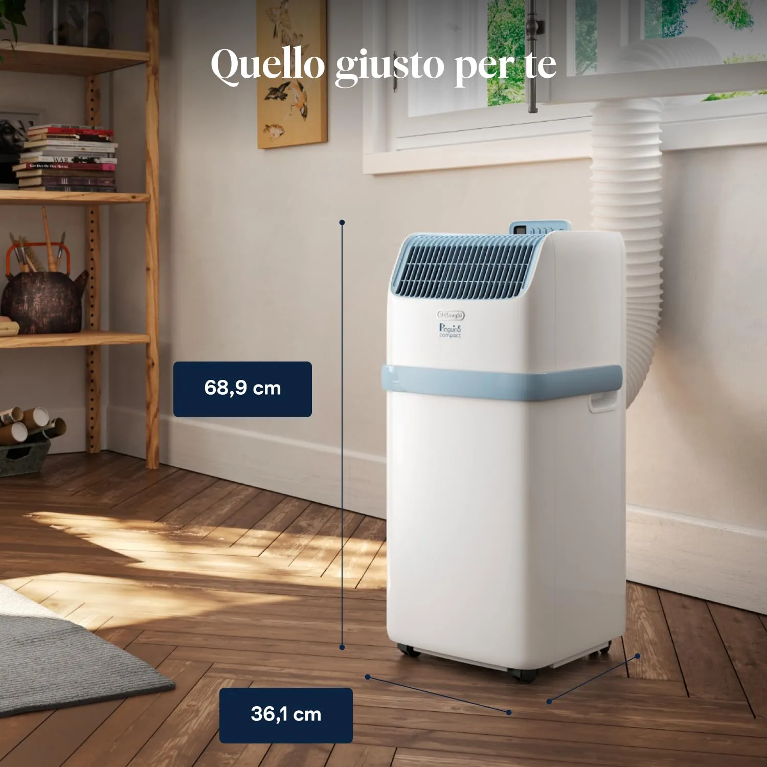 De'Longhi Pinguino Compact ES72 YOUNG Condizionatore Portatile 8.300 BTU/h, 2.1 kW, Bianco - immagine 7