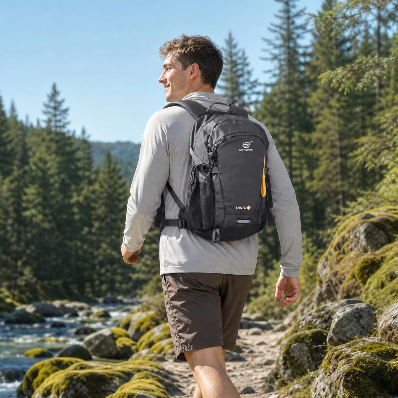 SKYSPER Zaino da Hiking 20L Scozzese Grigio Scuro - immagine 2