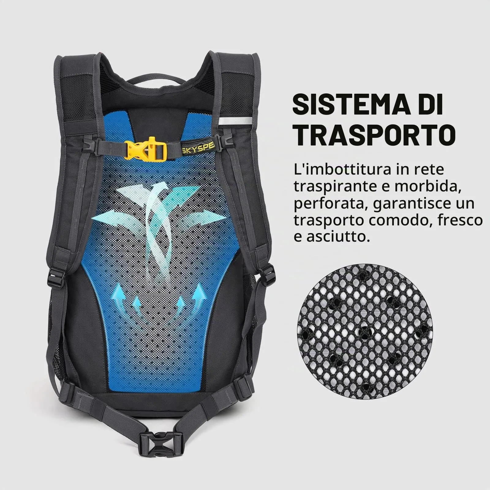 SKYSPER Zaino da Hiking 20L Scozzese Grigio Scuro - immagine 3