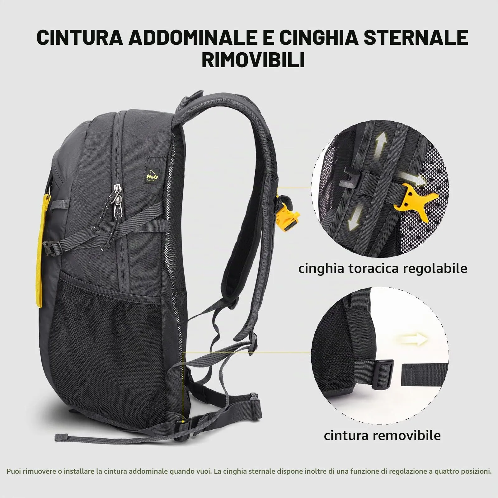 SKYSPER Zaino da Hiking 20L Scozzese Grigio Scuro - immagine 4