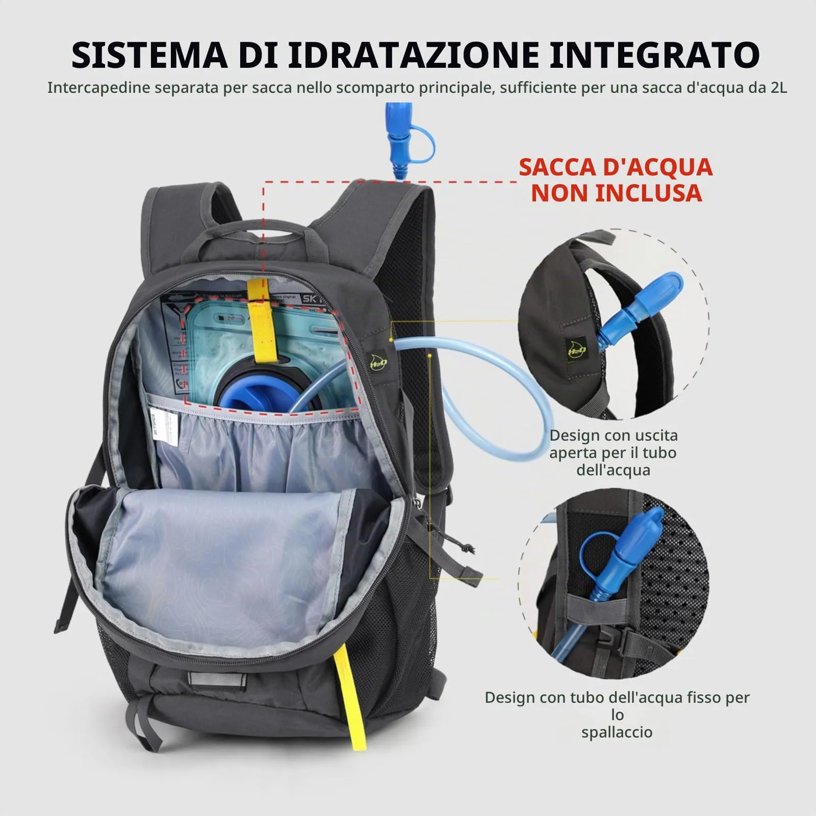SKYSPER Zaino da Hiking 20L Scozzese Grigio Scuro - immagine 8
