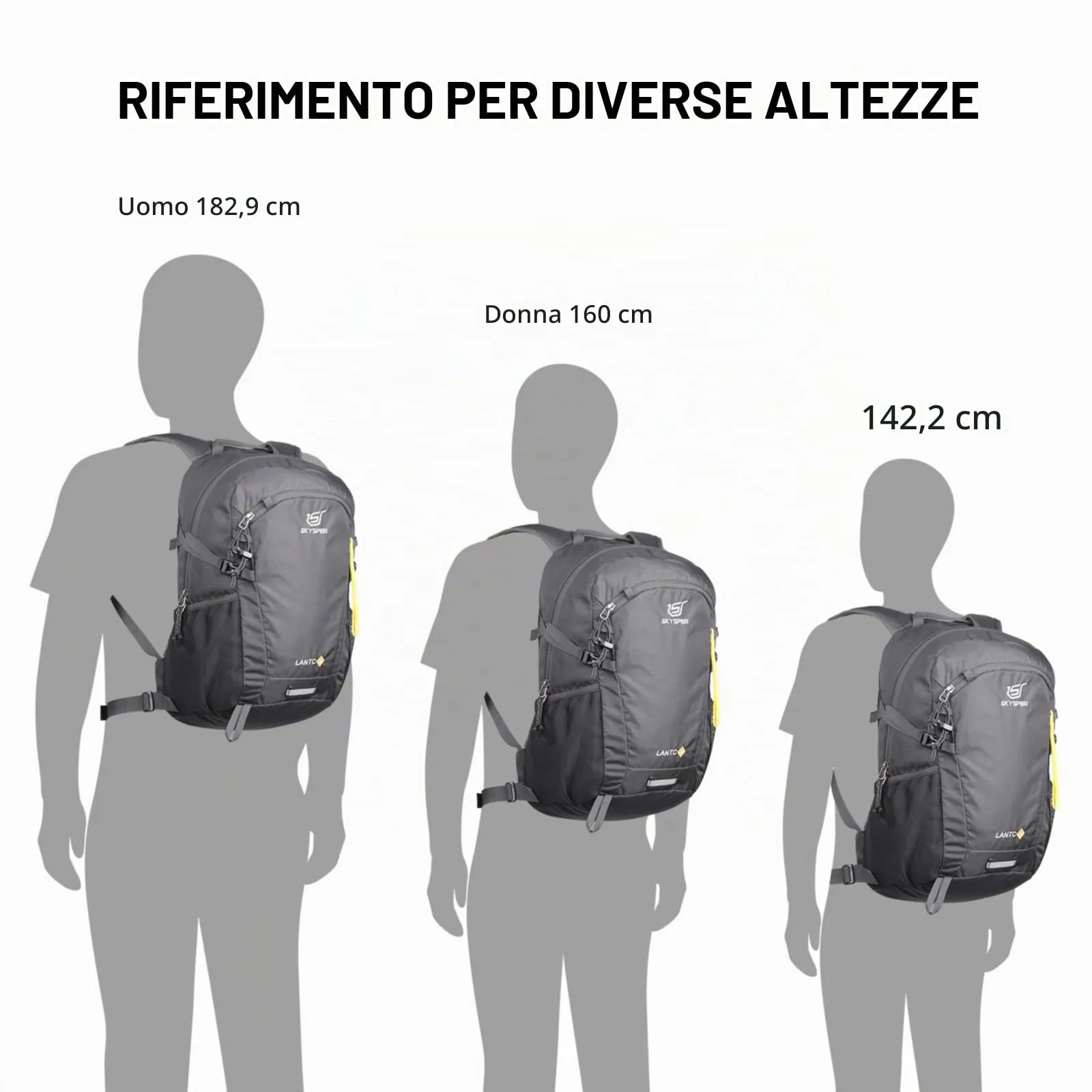 SKYSPER Zaino da Hiking 20L Scozzese Grigio Scuro - immagine 9