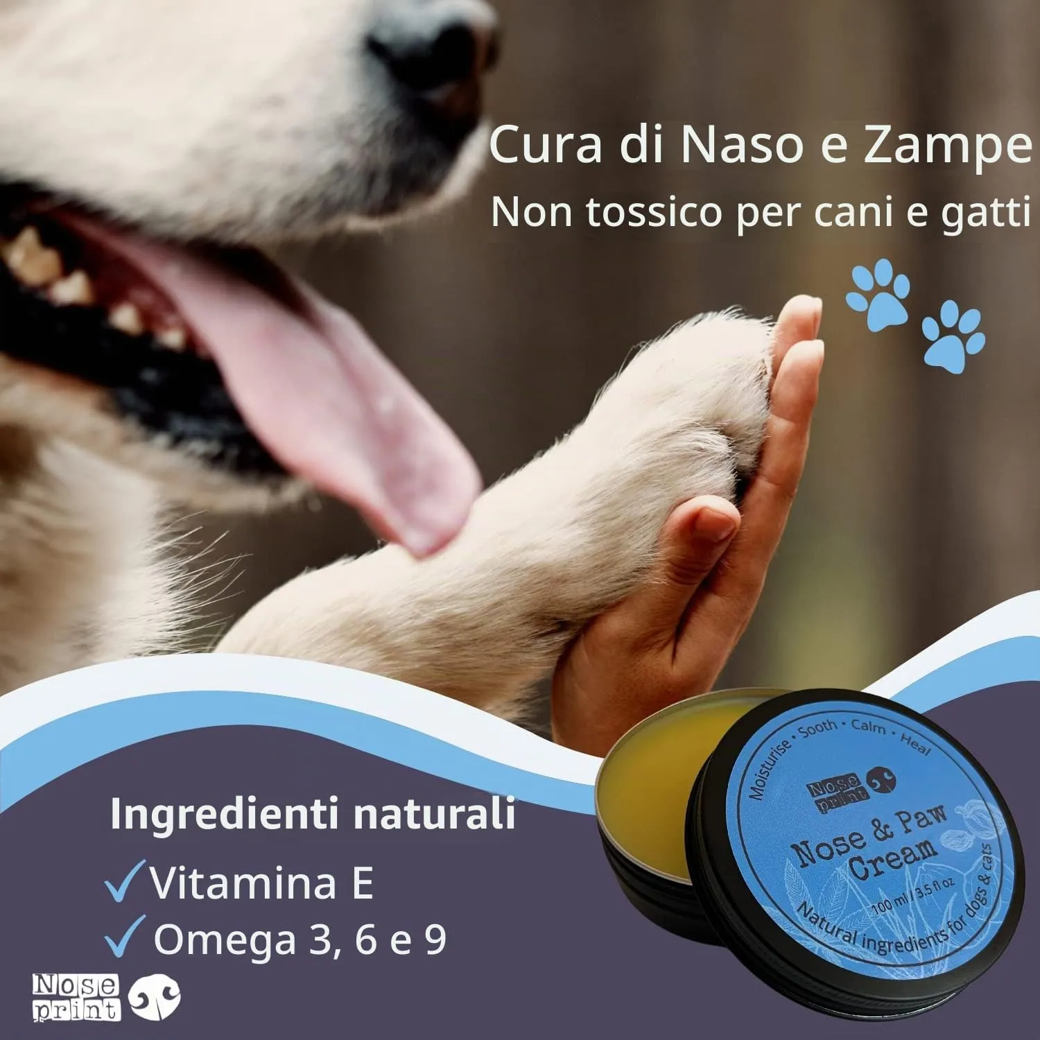 Noseprint Balsamo Naturale per Naso e Zampe di Cane, Idratante, 60 ml - immagine 2