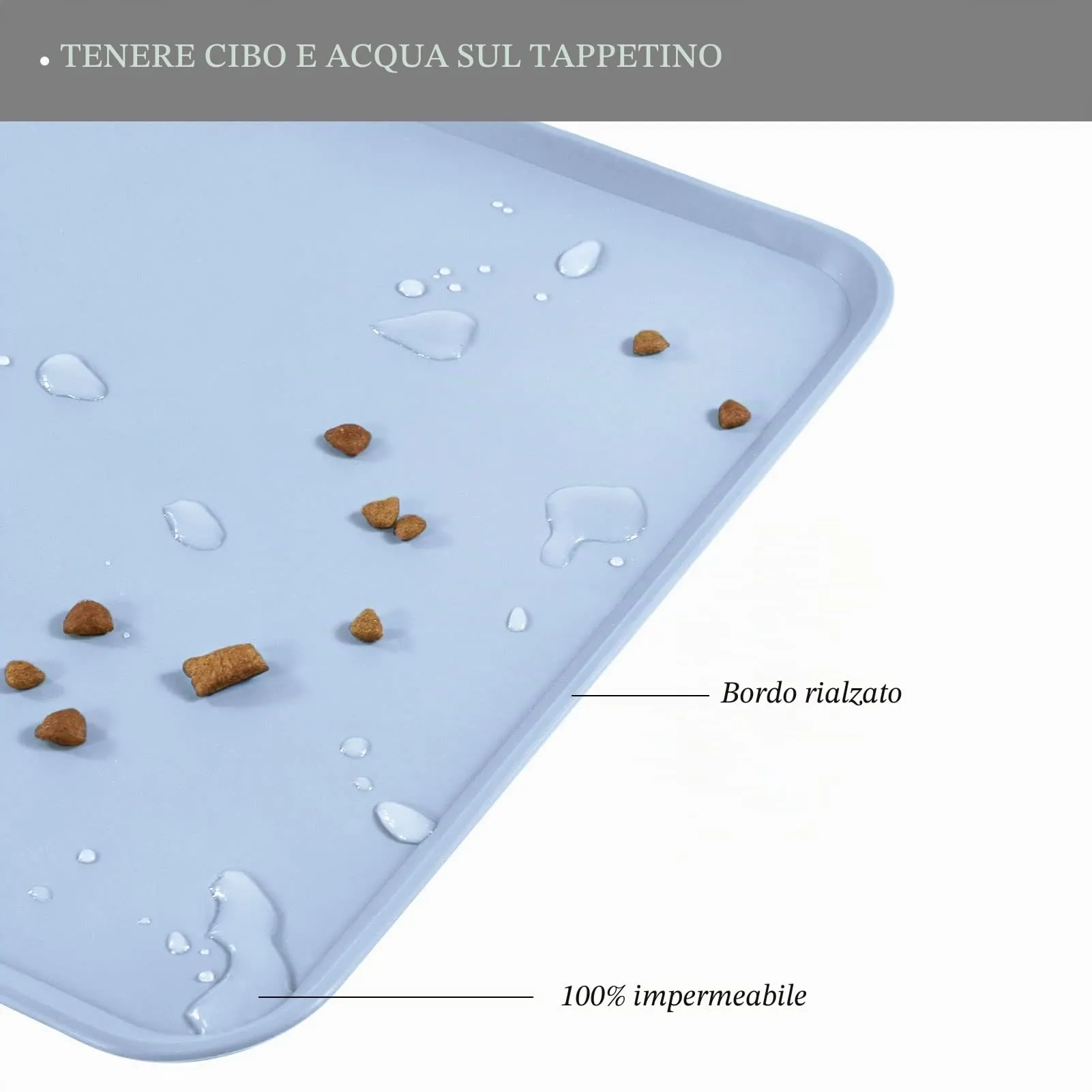 Reopet Tappetino in Silicone per Cibo e Acqua per Animali Domestici, Impermeabile con Bordi Rialzati, 60 x 40 cm, Blu Nave da Guerra - immagine 4