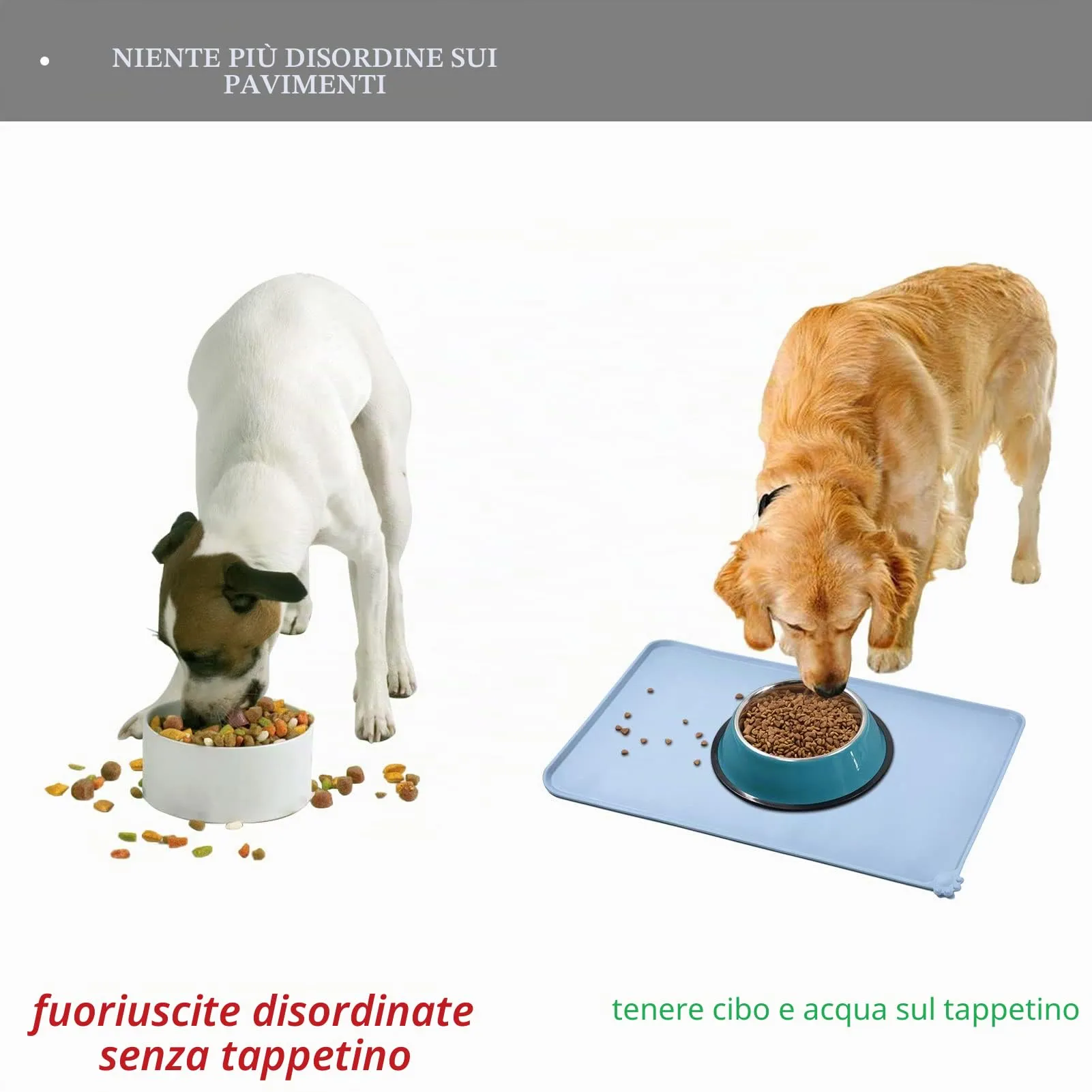 Reopet Tappetino in Silicone per Cibo e Acqua per Animali Domestici, Impermeabile con Bordi Rialzati, 60 x 40 cm, Blu Nave da Guerra - immagine 7