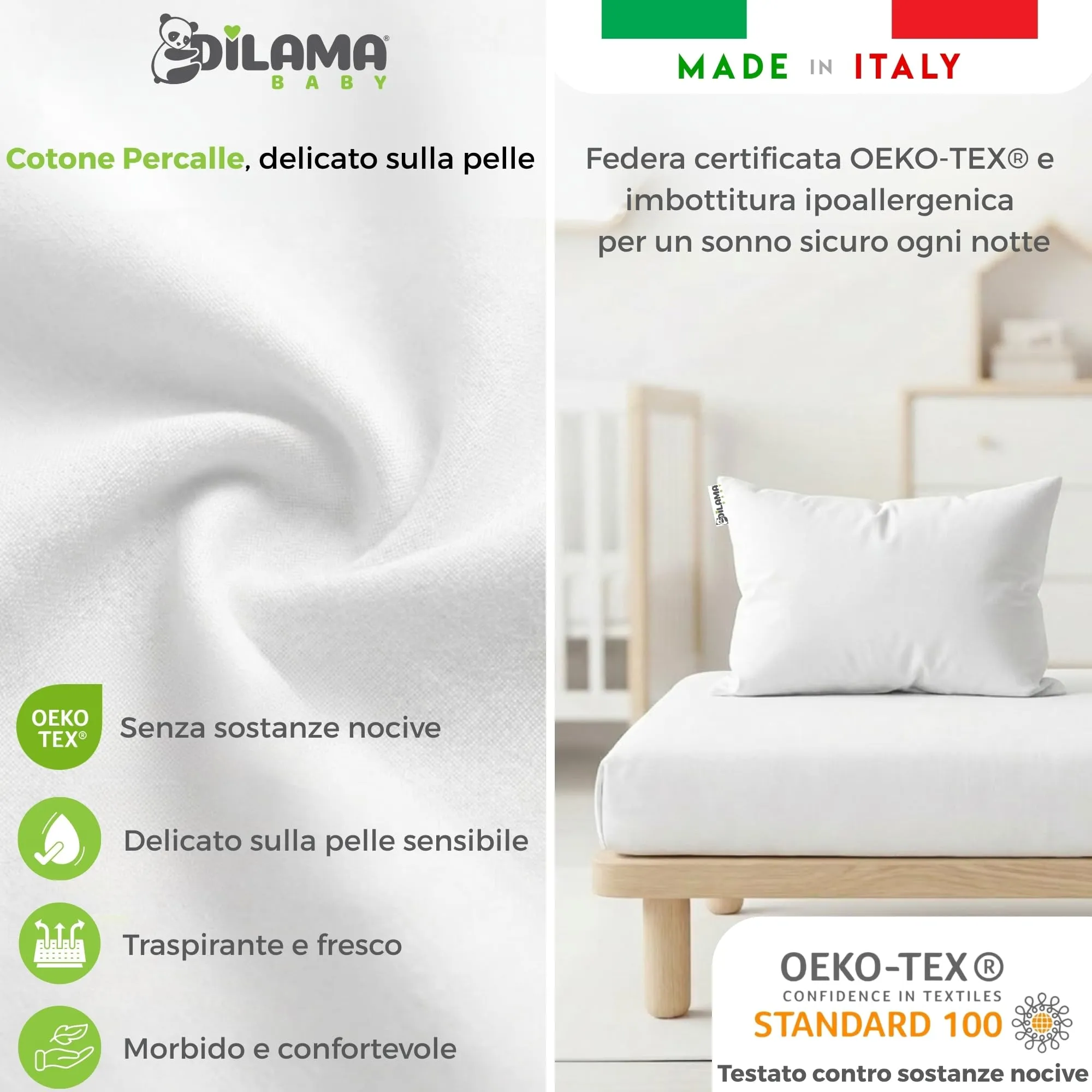 Dilamababy Cuscino Lettino Bambino 40x60 Altezza Regolabile - immagine 5