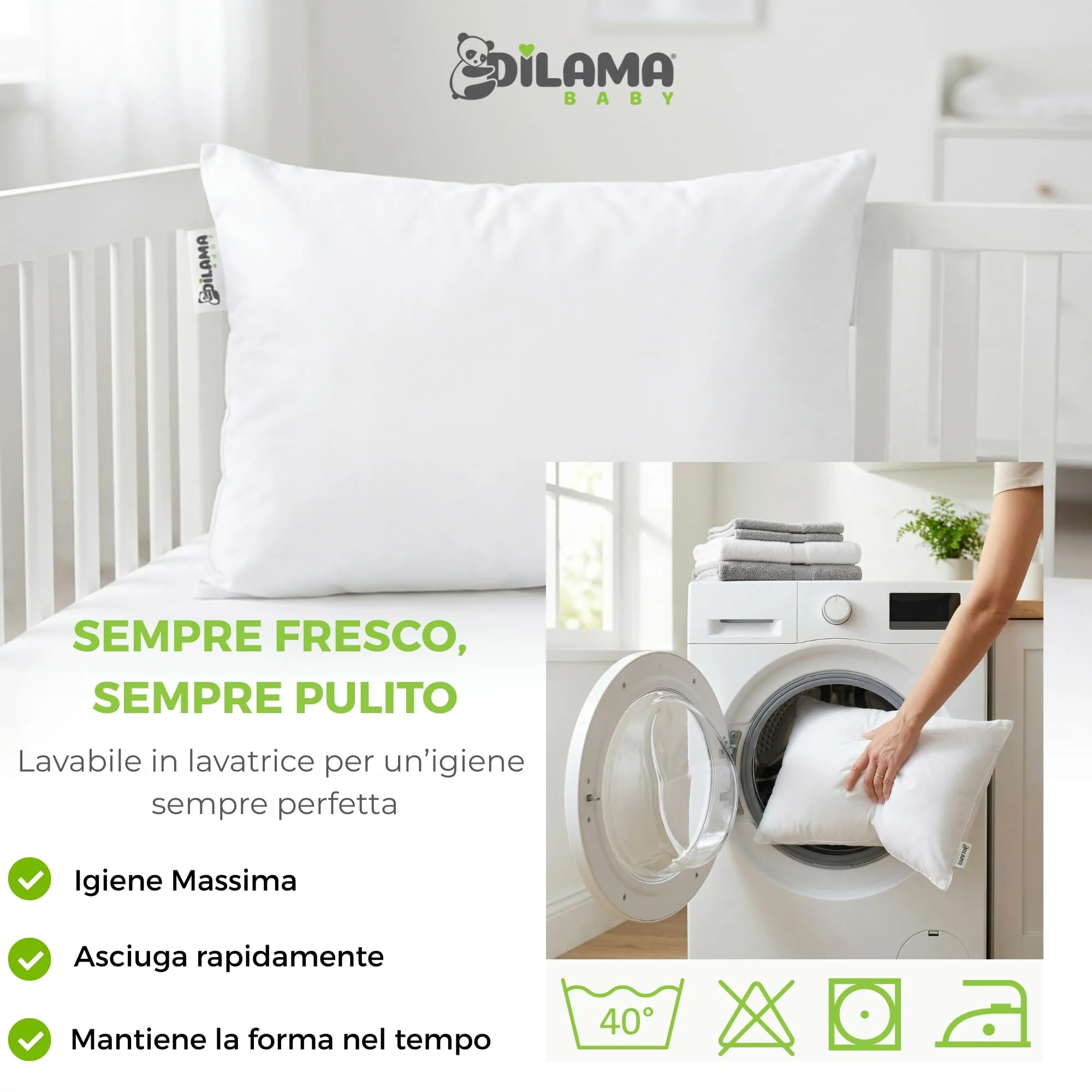 Dilamababy Cuscino Lettino Bambino 40x60 Altezza Regolabile - immagine 6