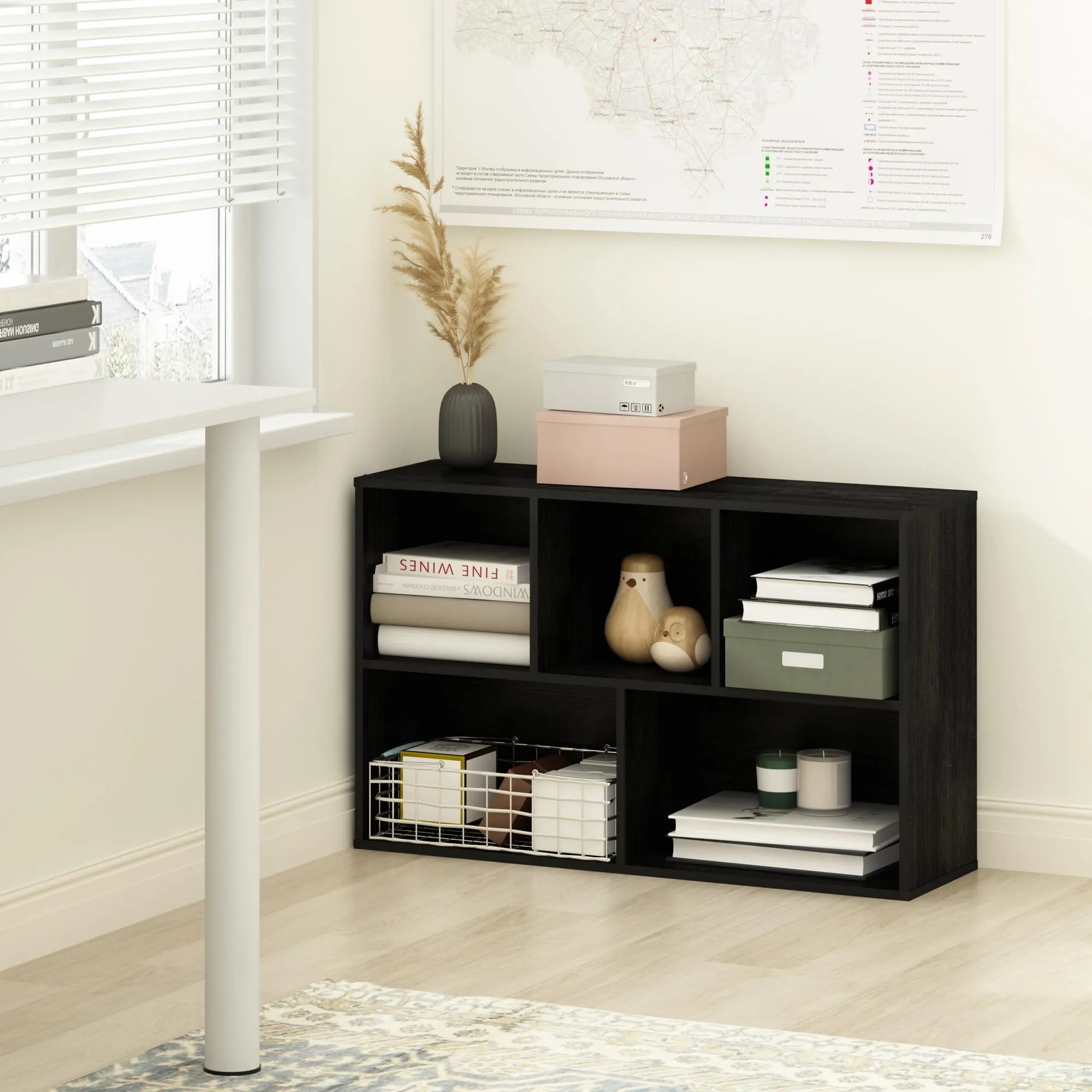 Furinno Luder 5-Cube Scaffale Aperto, Legno Nero - immagine 2