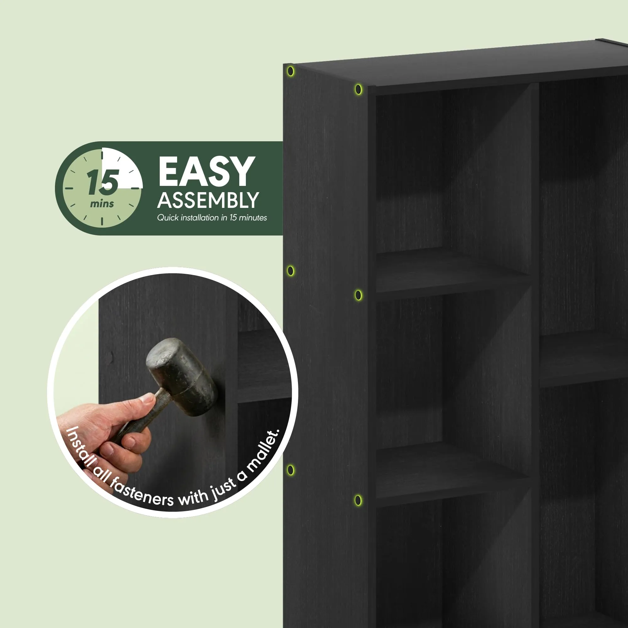 Furinno Luder 5-Cube Scaffale Aperto, Legno Nero - immagine 4