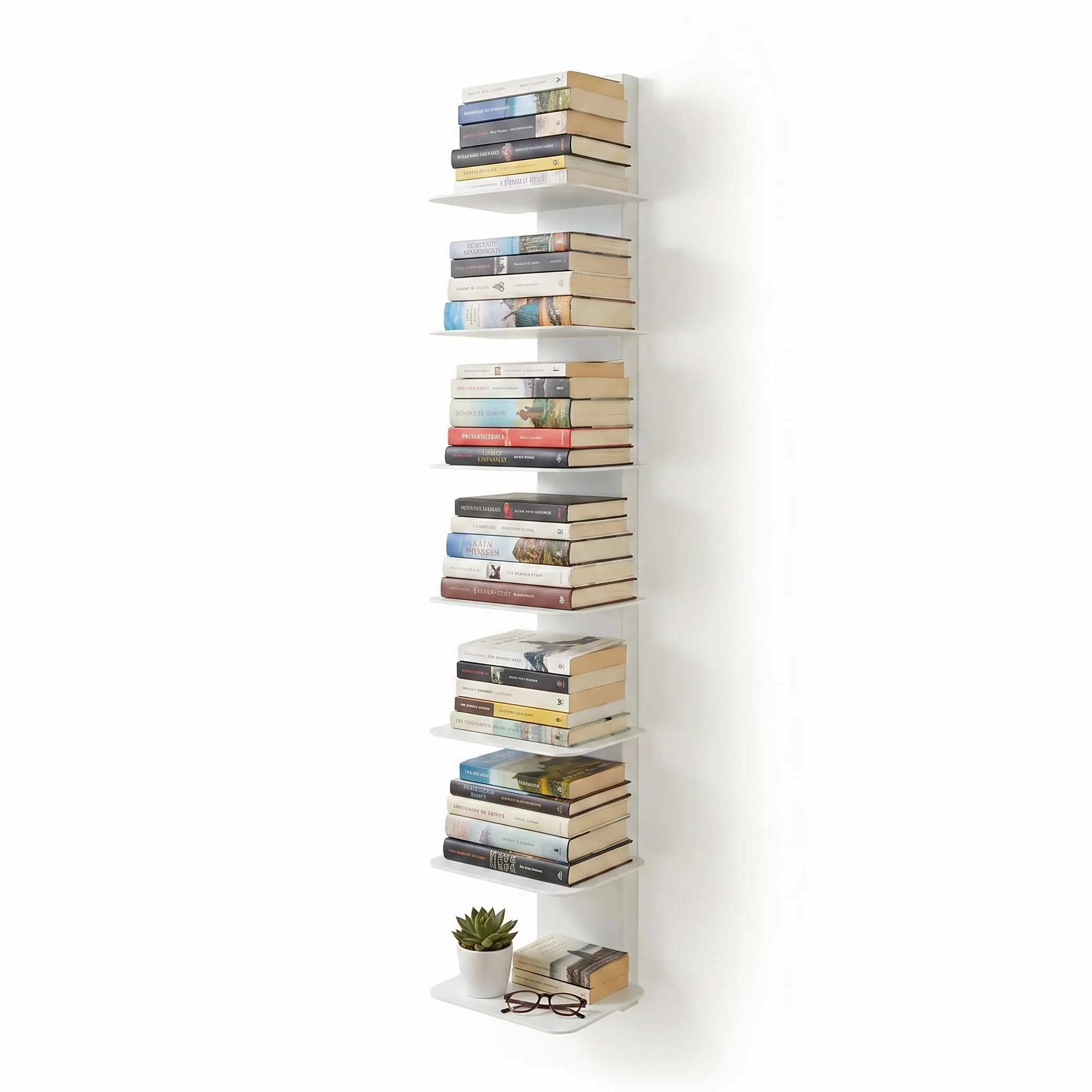Flo.mar Libreria da Parete con 7 Ripiani, 103 cm, Bianca - immagine 1