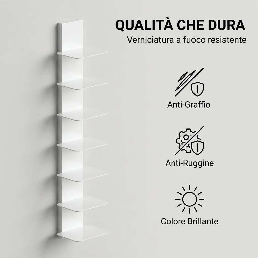 Flo.mar Libreria da Parete con 7 Ripiani, 103 cm, Bianca - immagine 6