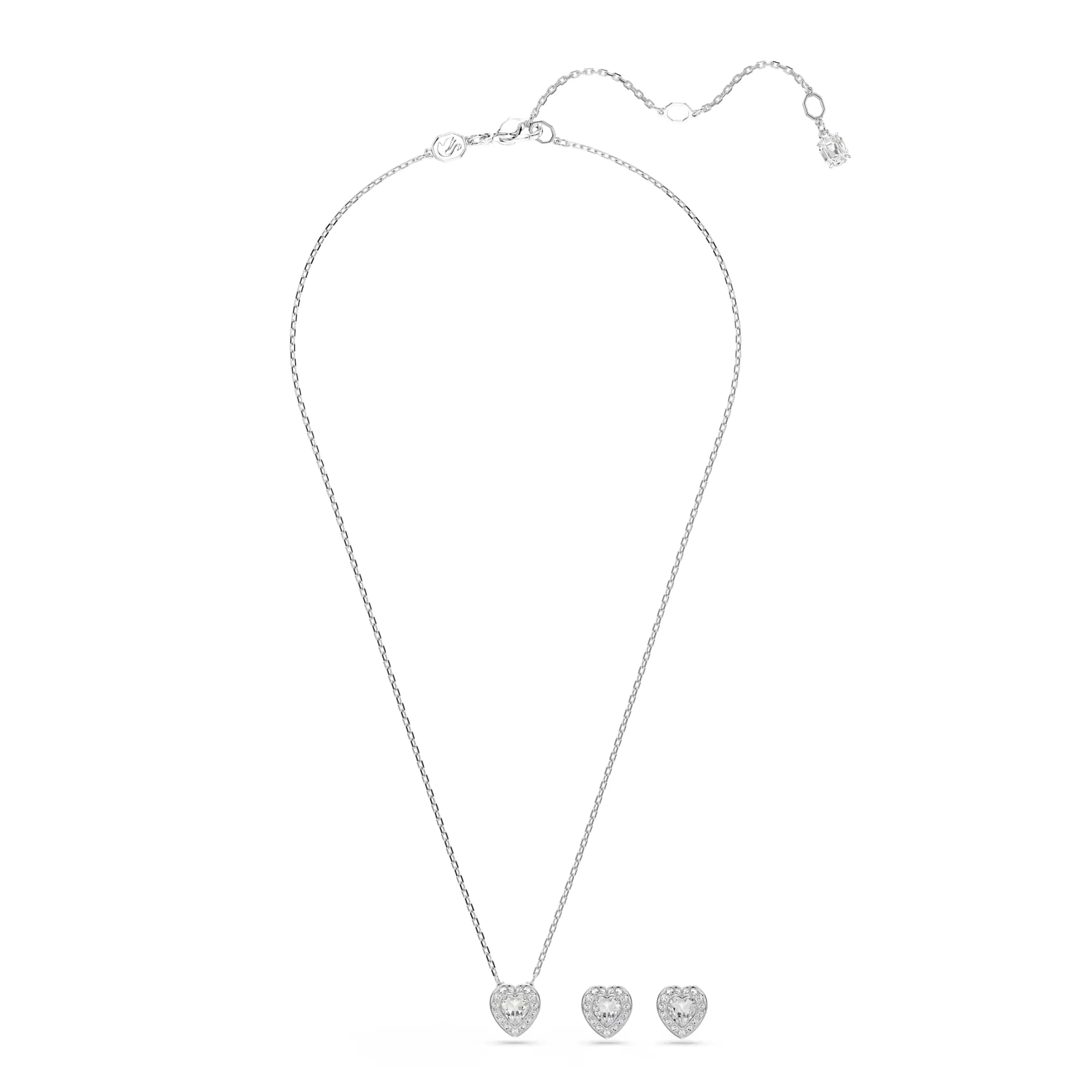 Swarovski Ariana Grande x Swarovski Set Collana Pendente e Orecchini Cuore Bianco Placcato Rodio - immagine 2
