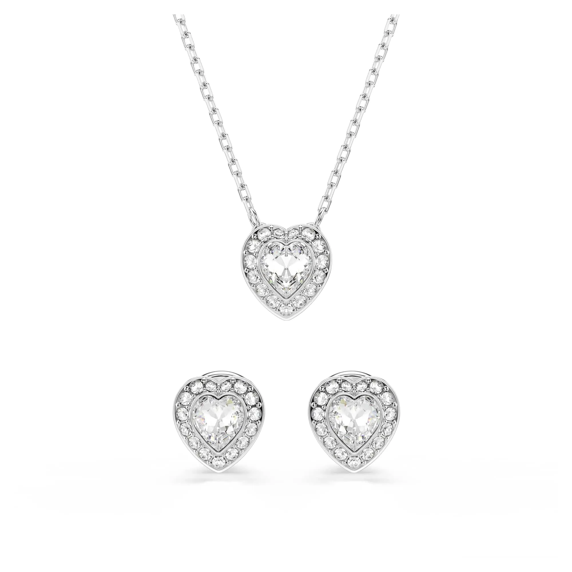 Swarovski Ariana Grande x Swarovski Set Collana Pendente e Orecchini Cuore Bianco Placcato Rodio - immagine 7