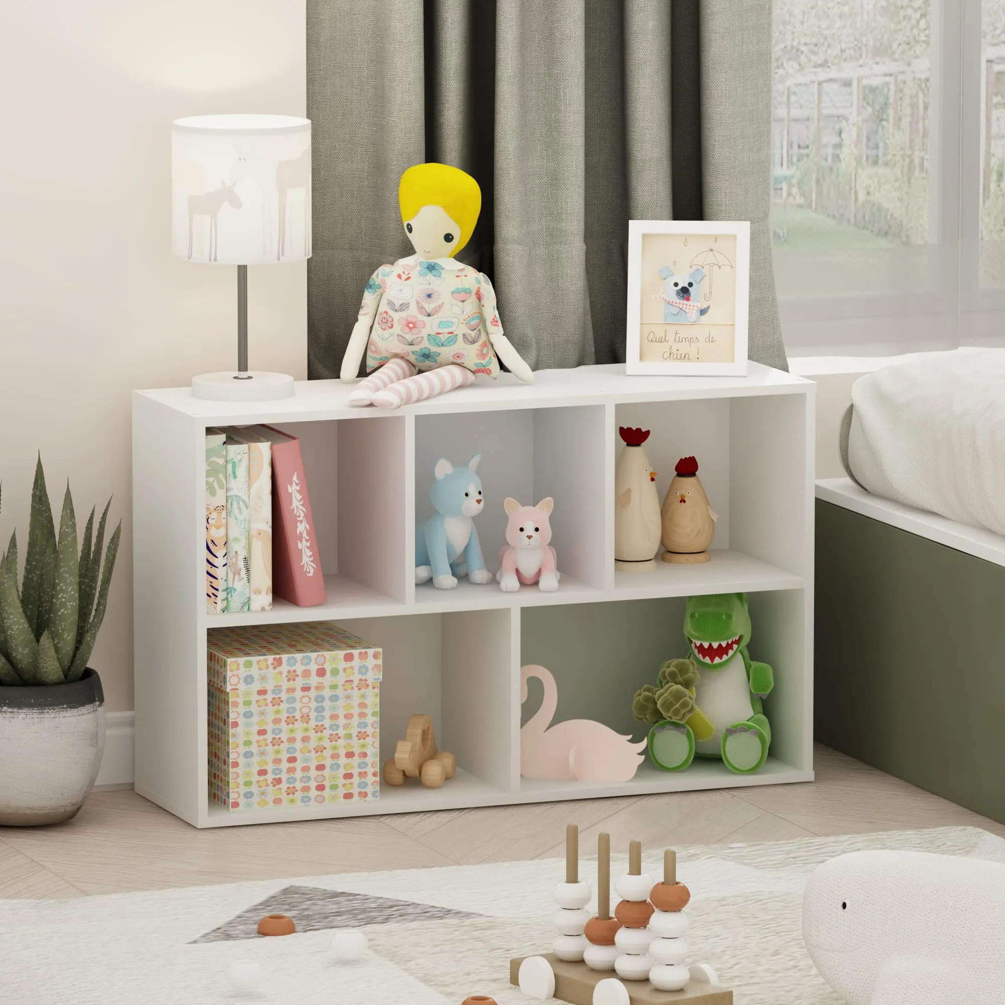 Furinno Luder 5-Cube Open Shelf, White - immagine 2