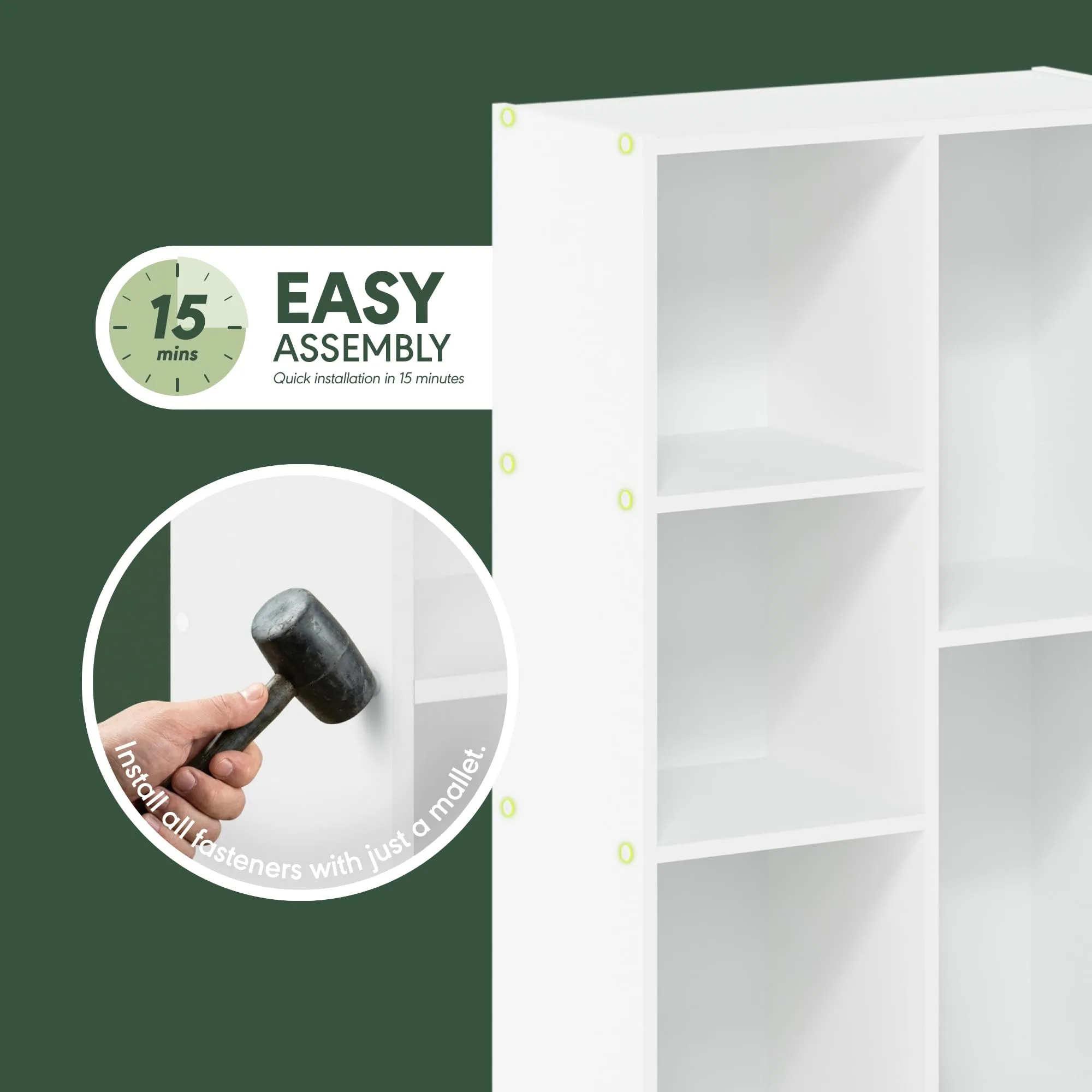 Furinno Luder 5-Cube Open Shelf, White - immagine 4