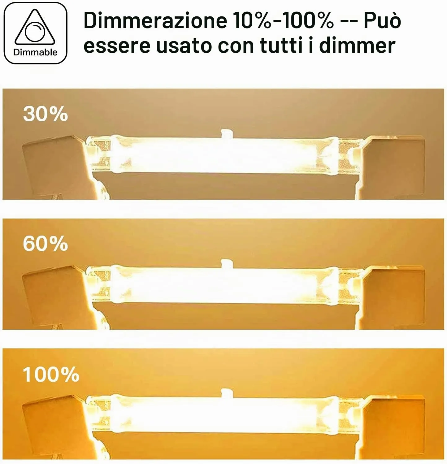 Jaenmsa Lampadina Alogena R7S 118mm, 400W 230V, Dimmerabile, Bianco Caldo 2700K, Confezione da 5 - immagine 4