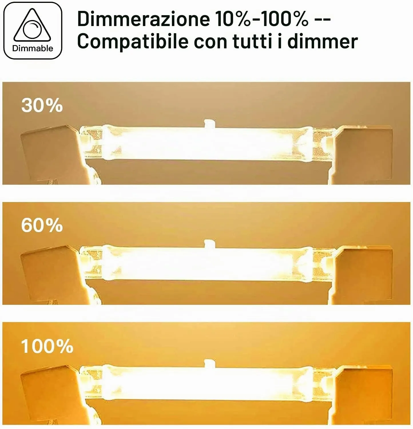 Jaenmsa R7S 118mm Lampadina Alogena, 150W, 2700K, 230V, Confezione da 5 - immagine 4