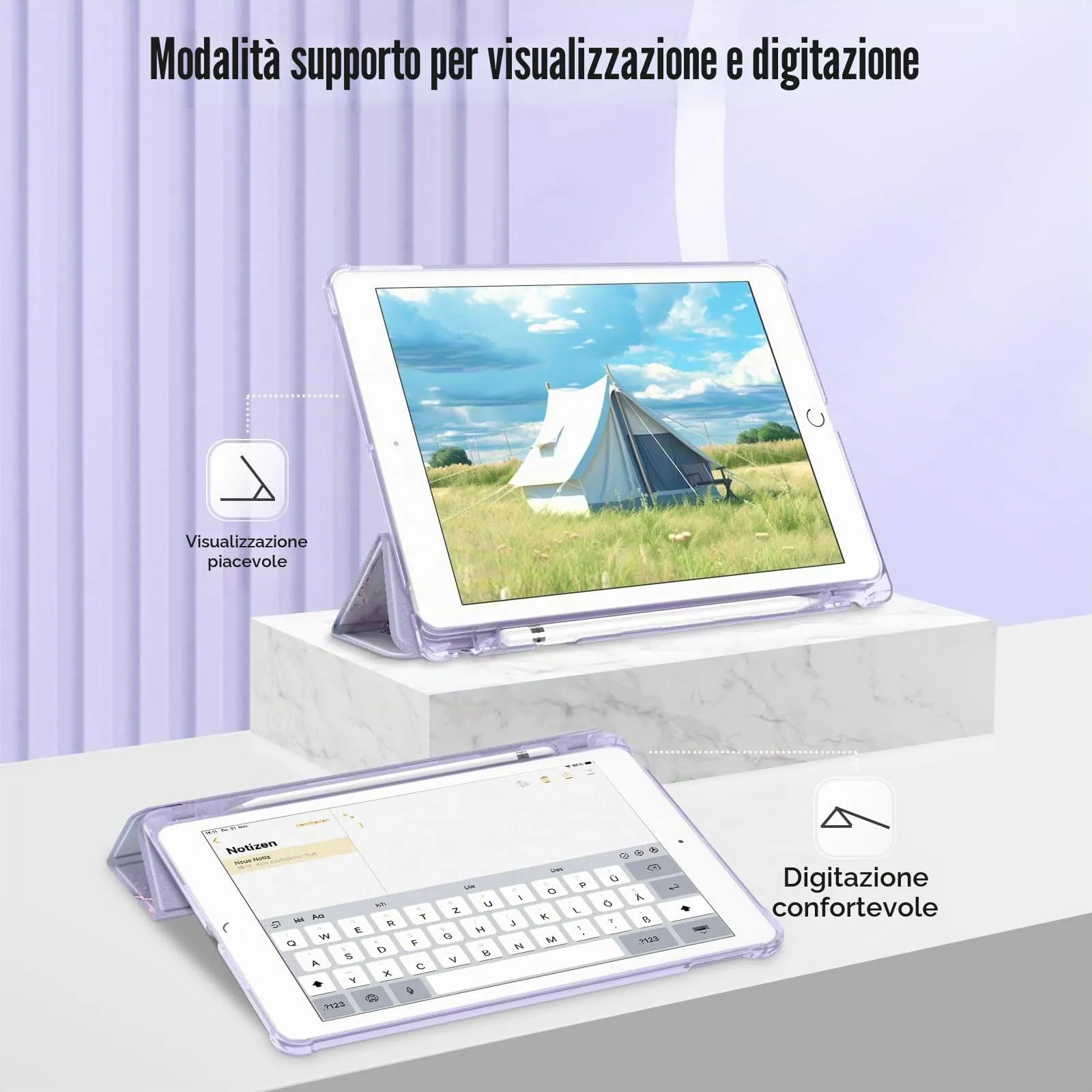 FINTIE Cover per iPad 10.2 Pollici (9a/8a/7a Generazione 2021/2020/2019) - Z-Lilla Marble - immagine 3
