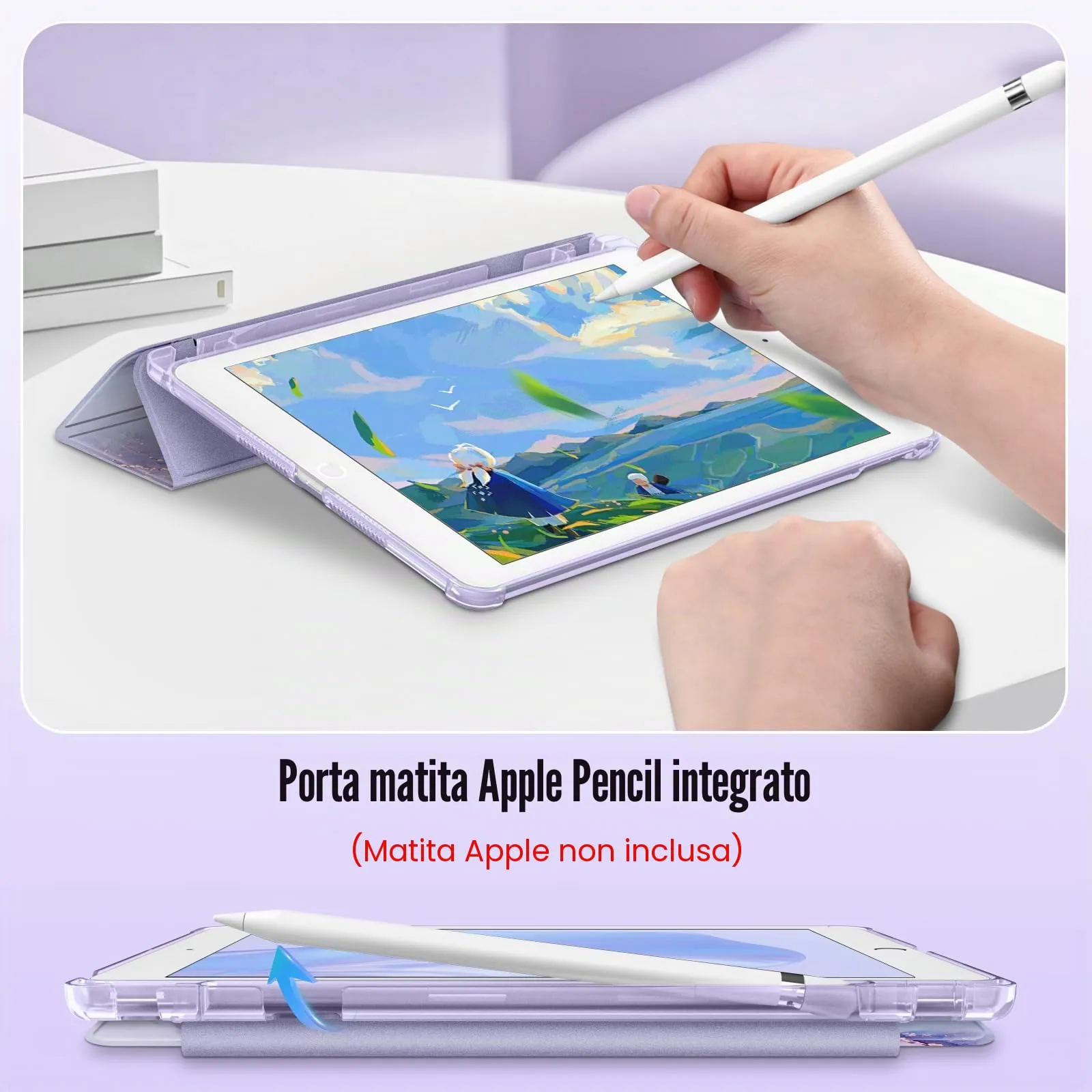 FINTIE Cover per iPad 10.2 Pollici (9a/8a/7a Generazione 2021/2020/2019) - Z-Lilla Marble - immagine 6