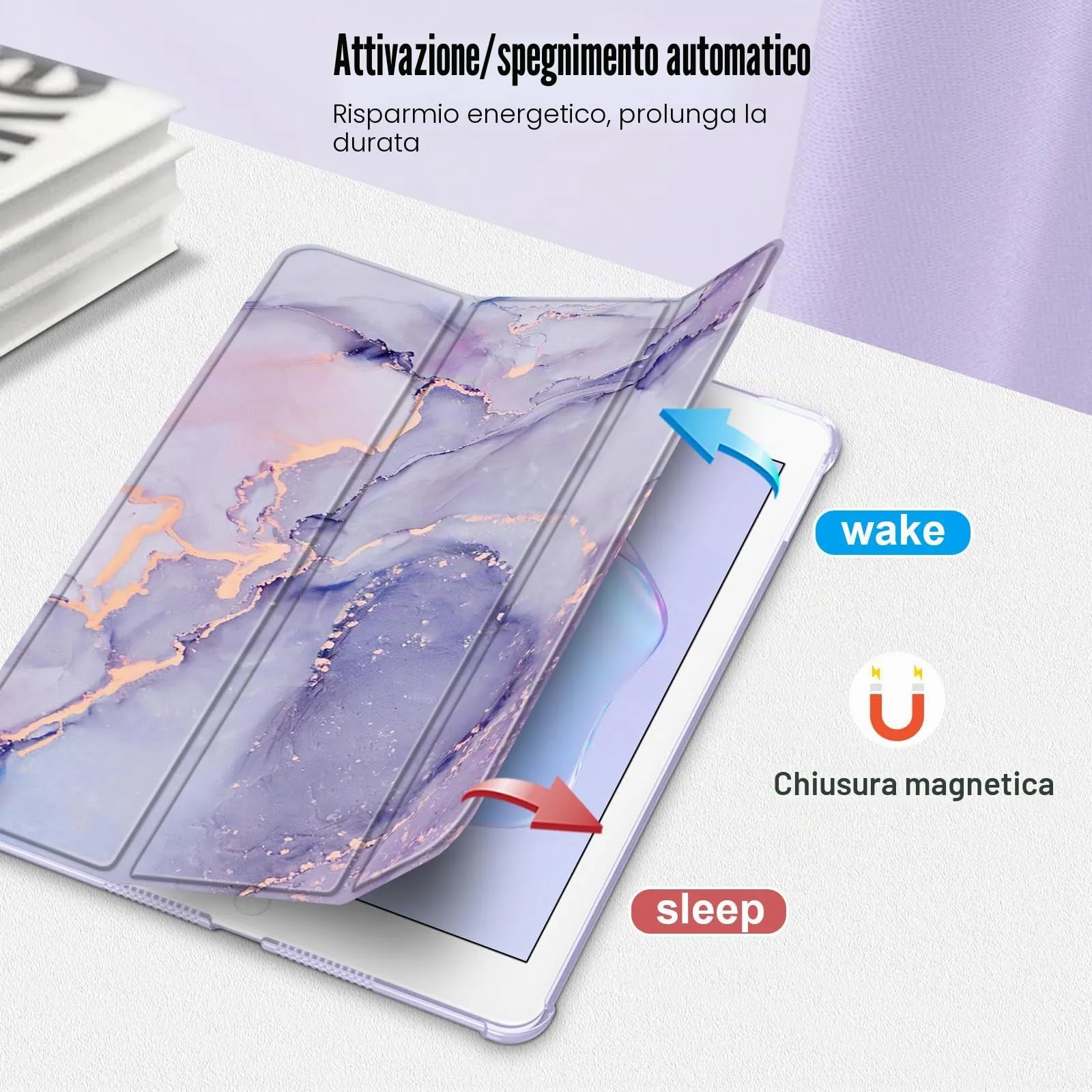 FINTIE Cover per iPad 10.2 Pollici (9a/8a/7a Generazione 2021/2020/2019) - Z-Lilla Marble - immagine 8