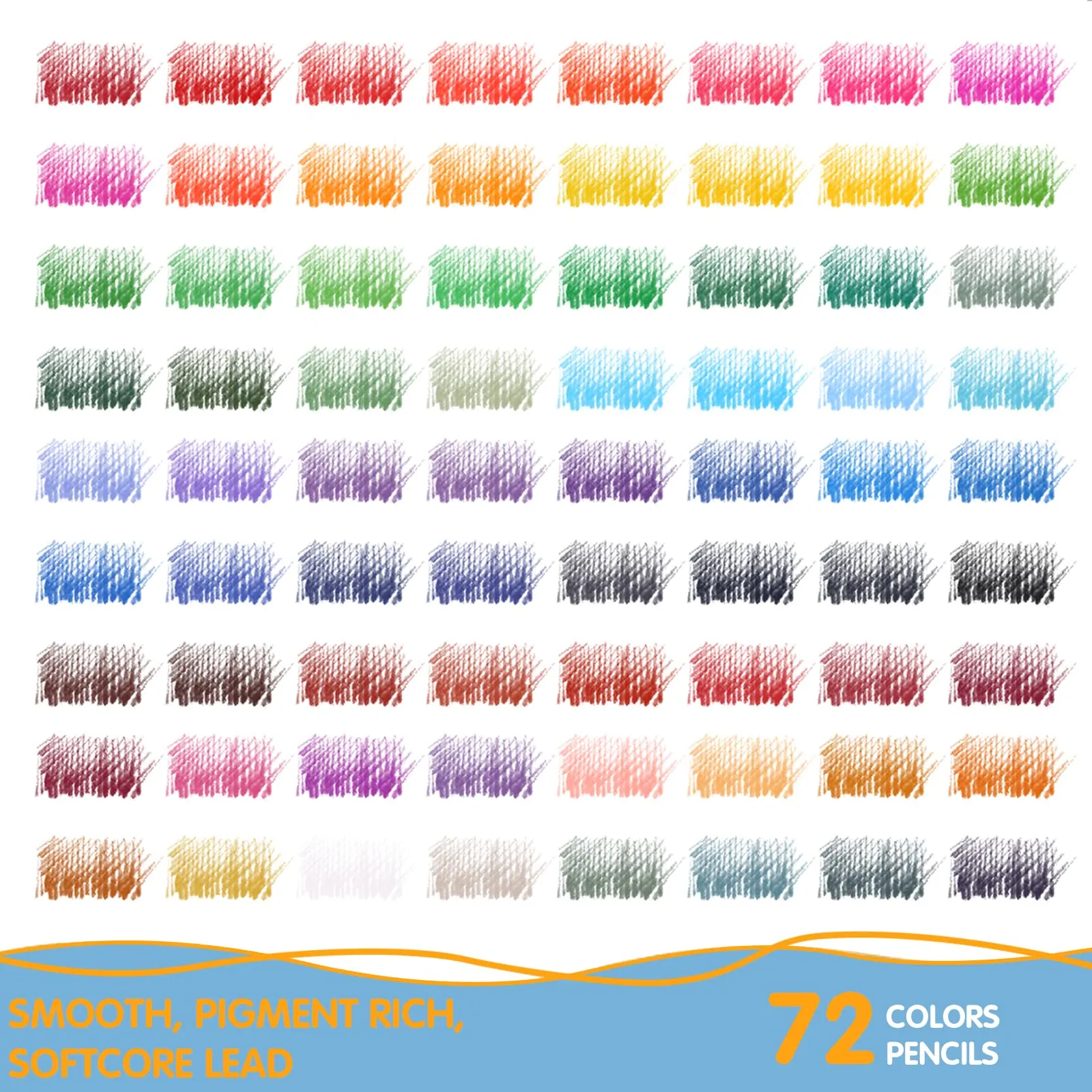 Melifluo Set di 72 Matite Colorate con Custodia Nera, MF PB-72 - immagine 8
