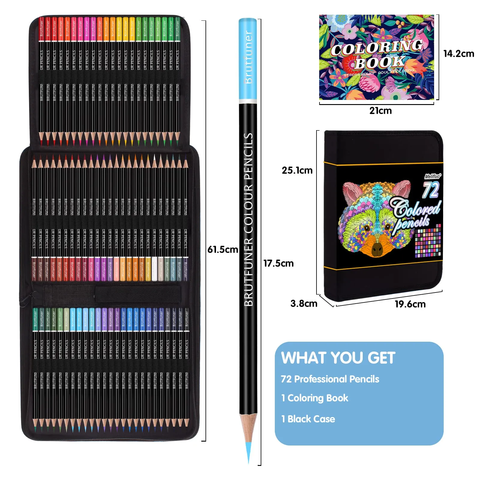 Melifluo Set di 72 Matite Colorate con Custodia Nera, MF PB-72 - immagine 9