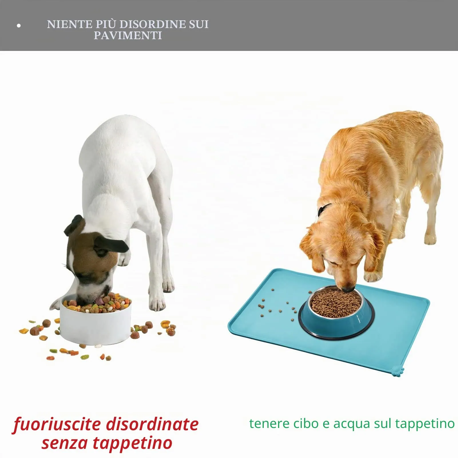 Reopet Tappetino in Silicone per Cibo e Acqua per Animali Domestici, Impermeabile Antispill, 87 x 57 cm, Turchese - immagine 7