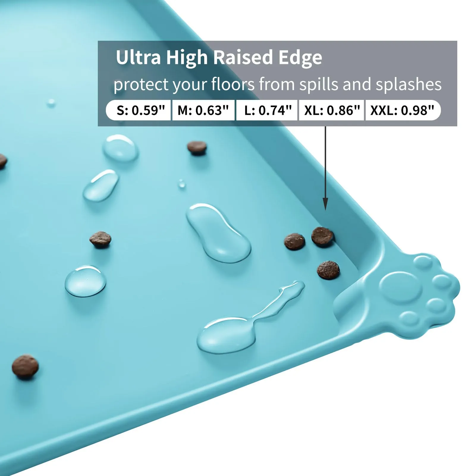 Reopet Tappetino in Silicone per Cibo e Acqua per Animali Domestici, Impermeabile e Antispill, 71 x 45 cm, Turchese - immagine 3