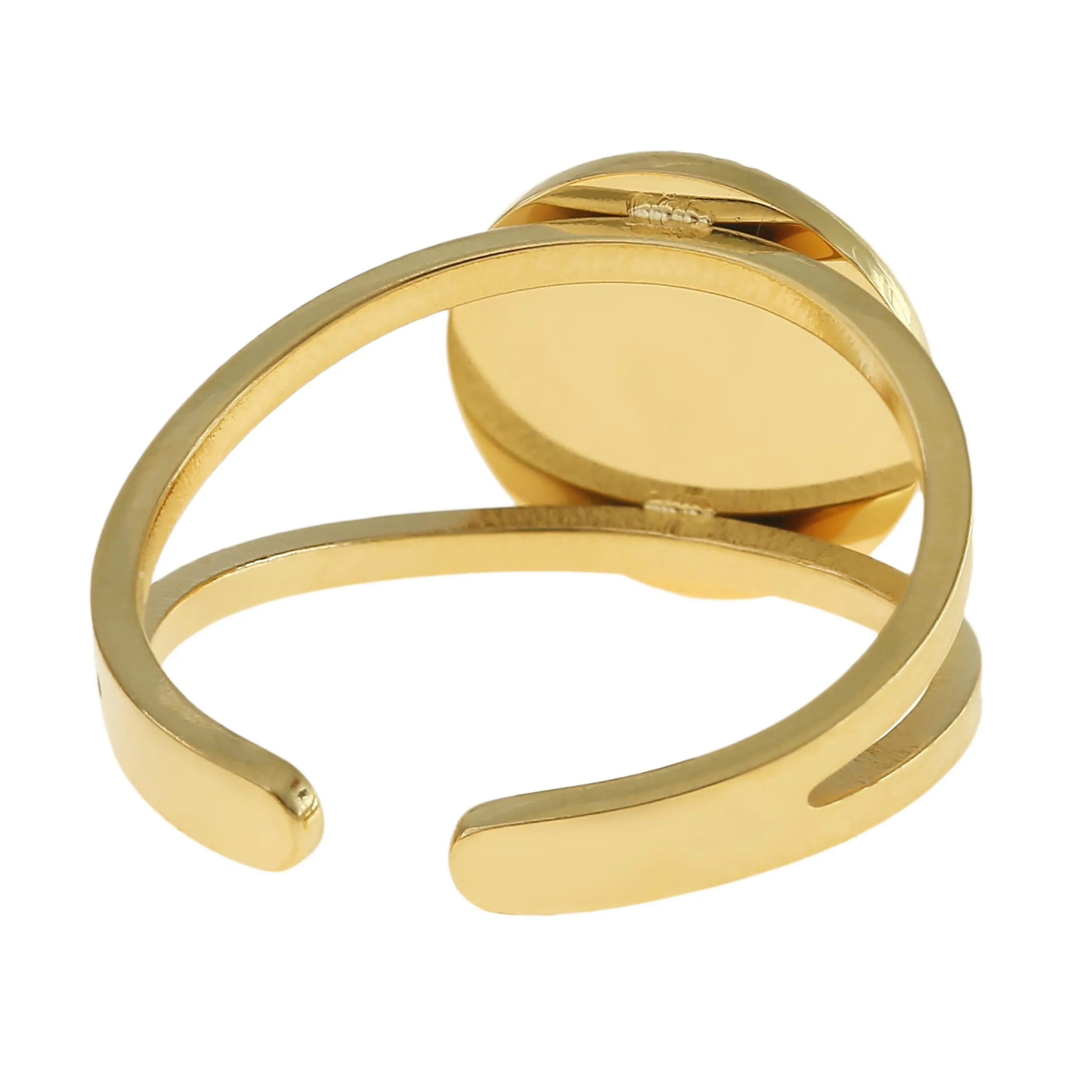 Made by Nami Anello Donna Regolabile in Acciaio Chirurgico Oro con Pietra Naturale Boho - immagine 6