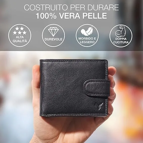 Lavalen Portafoglio Uomo in Pelle Vera RFID con Portamonete Grande - immagine 2