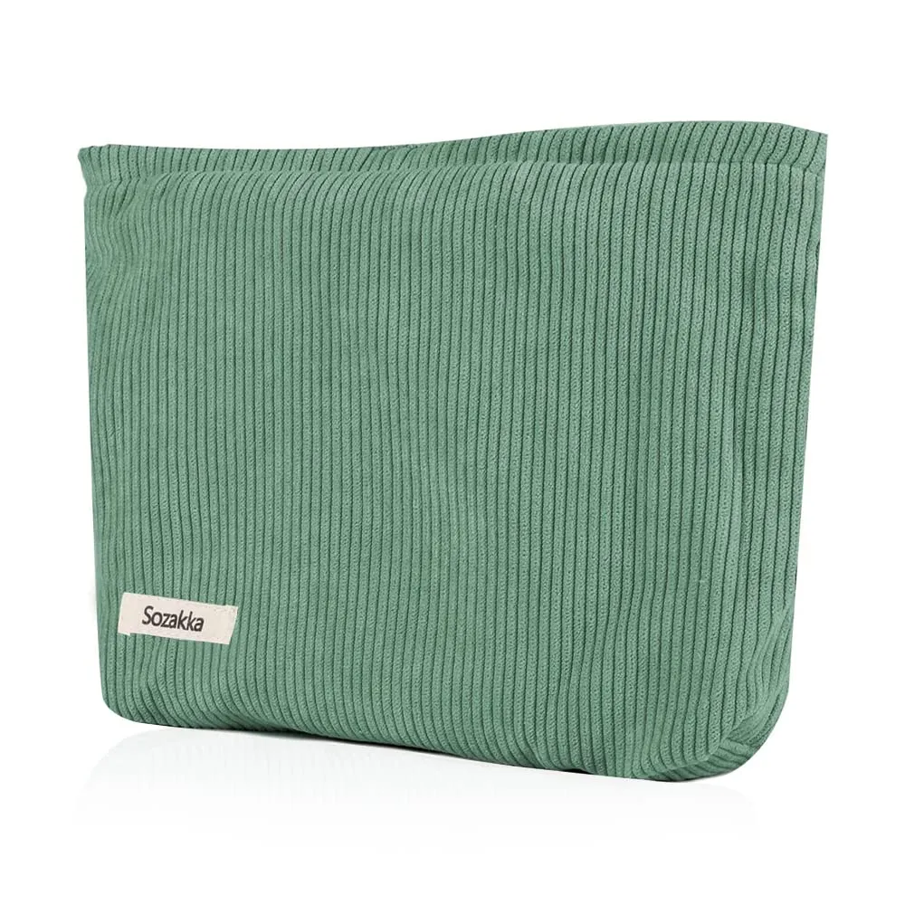 HMCEY Pochette Portatutto in Tela per Cosmetici e Trucchi con Cerniera, Floreale, Verde - immagine 1