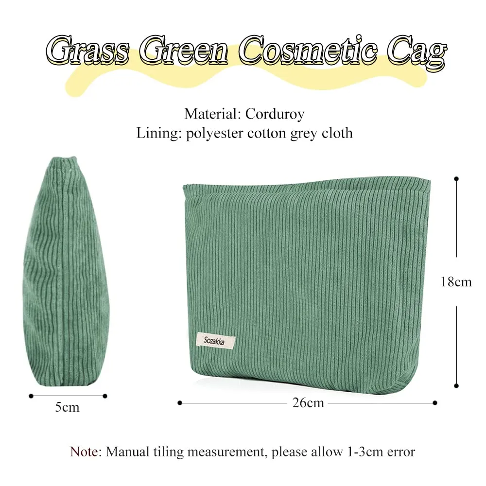 HMCEY Pochette Portatutto in Tela per Cosmetici e Trucchi con Cerniera, Floreale, Verde - immagine 2