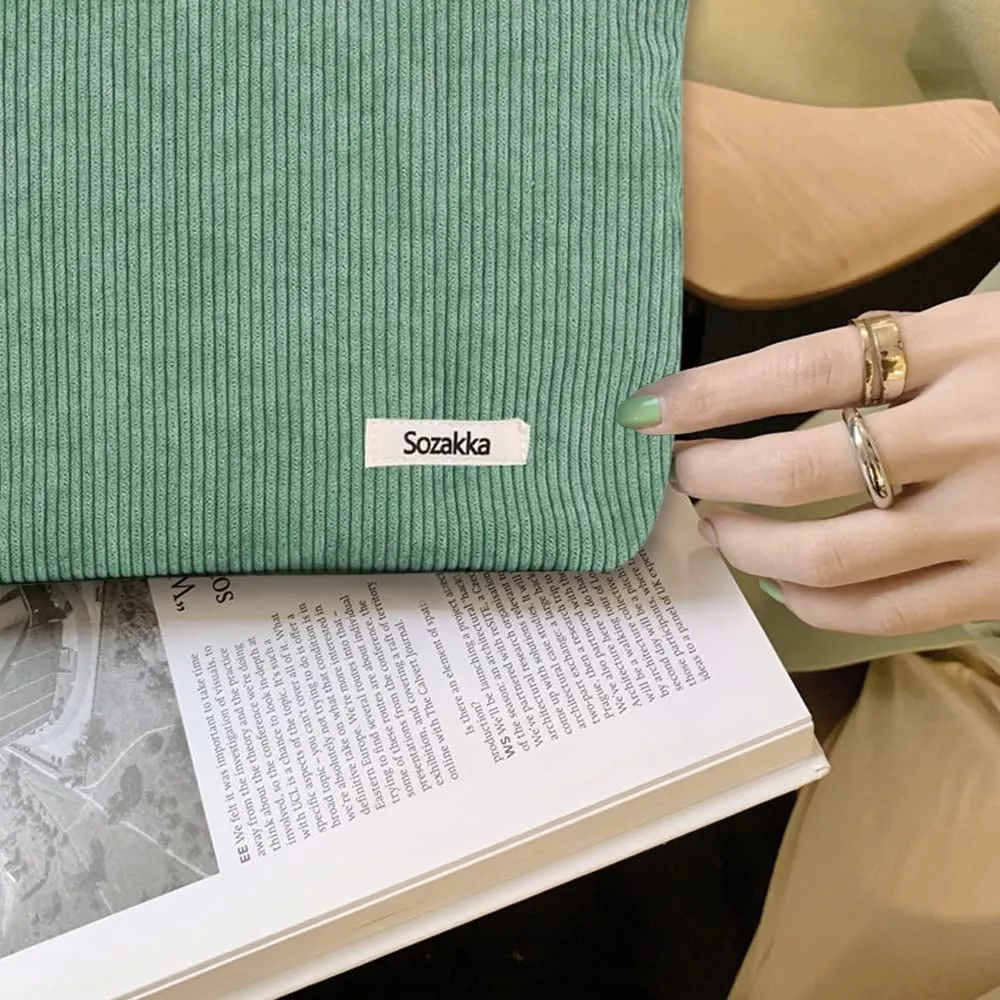 HMCEY Pochette Portatutto in Tela per Cosmetici e Trucchi con Cerniera, Floreale, Verde - immagine 4