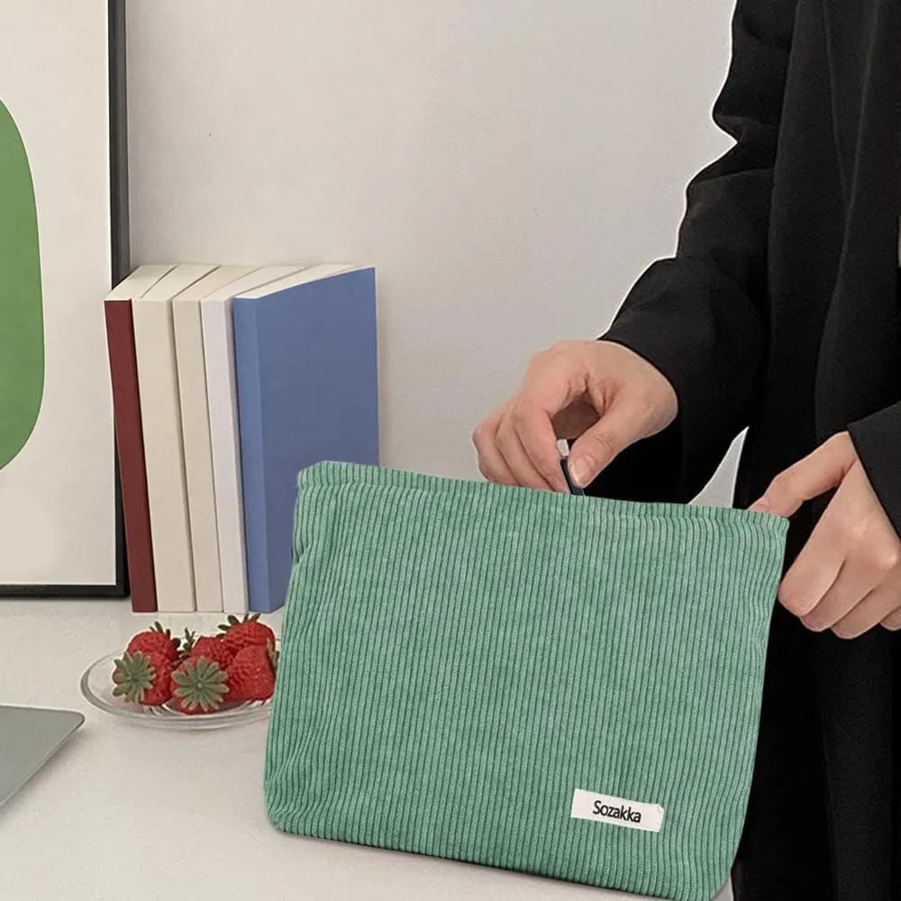HMCEY Pochette Portatutto in Tela per Cosmetici e Trucchi con Cerniera, Floreale, Verde - immagine 6