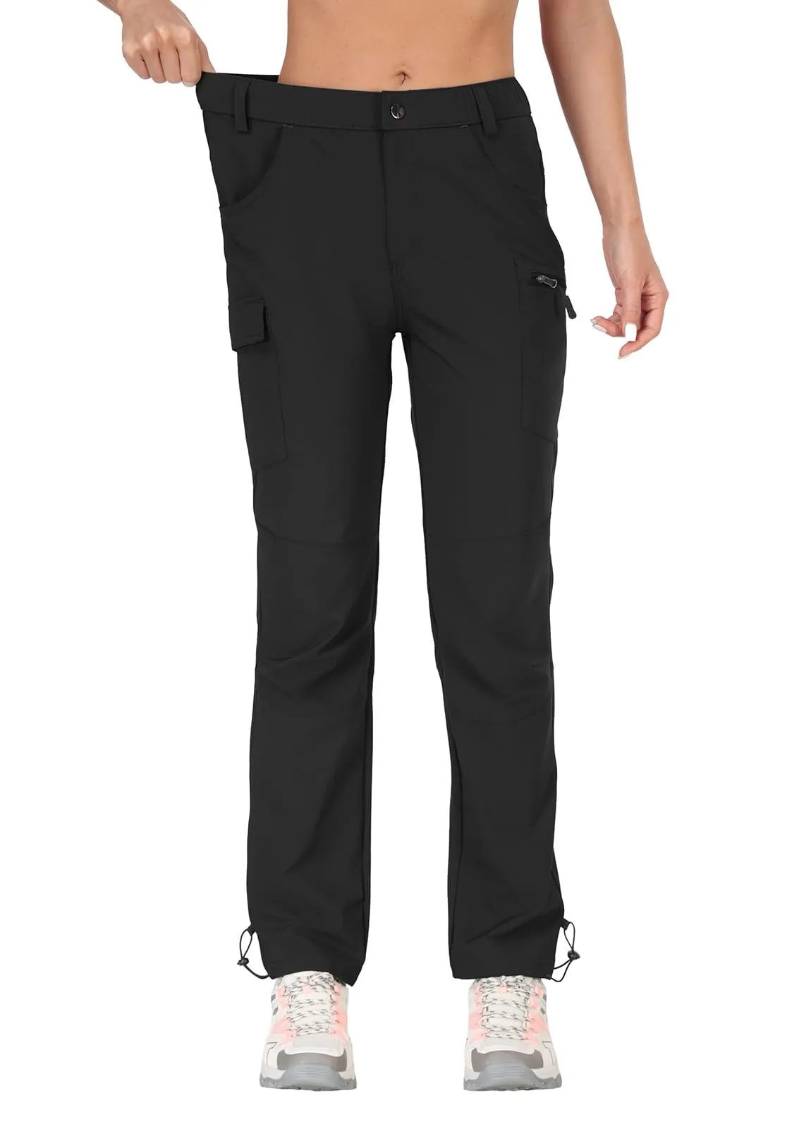 GymBrave Pantaloni Trekking Donna Cargo Capri 3/4 Estivi Nero S - immagine 2