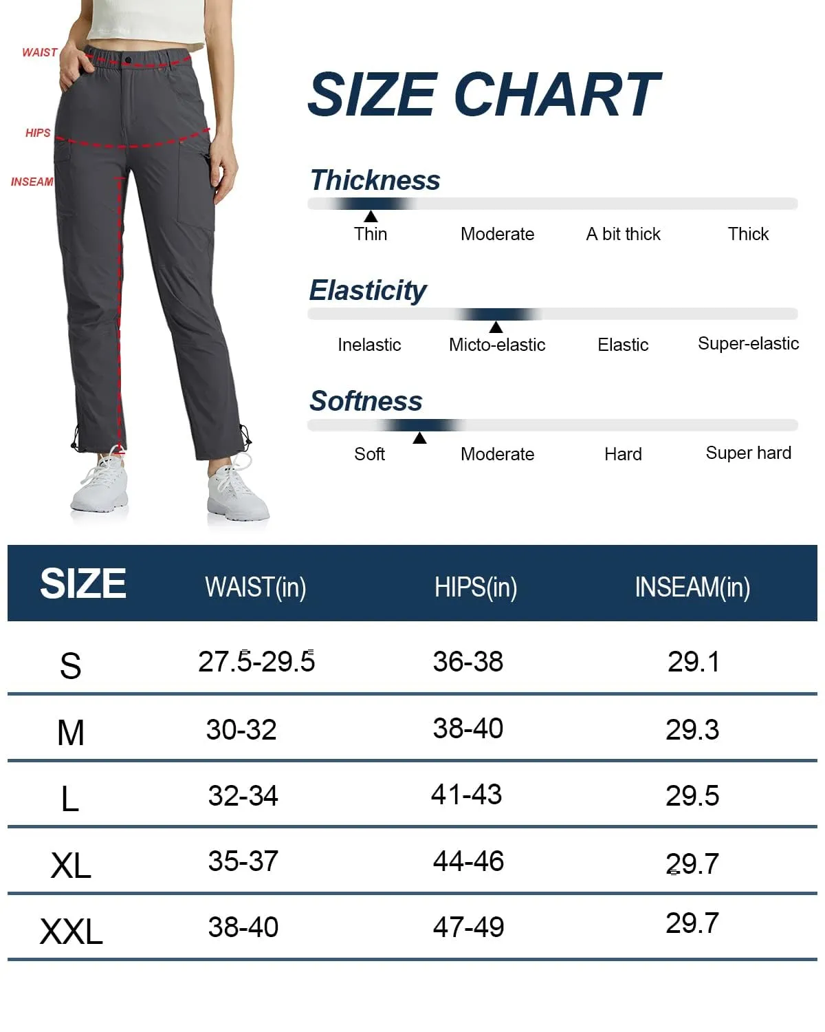 GymBrave Pantaloni Trekking Donna Cargo Capri 3/4 Estivi Grigio L - immagine 7