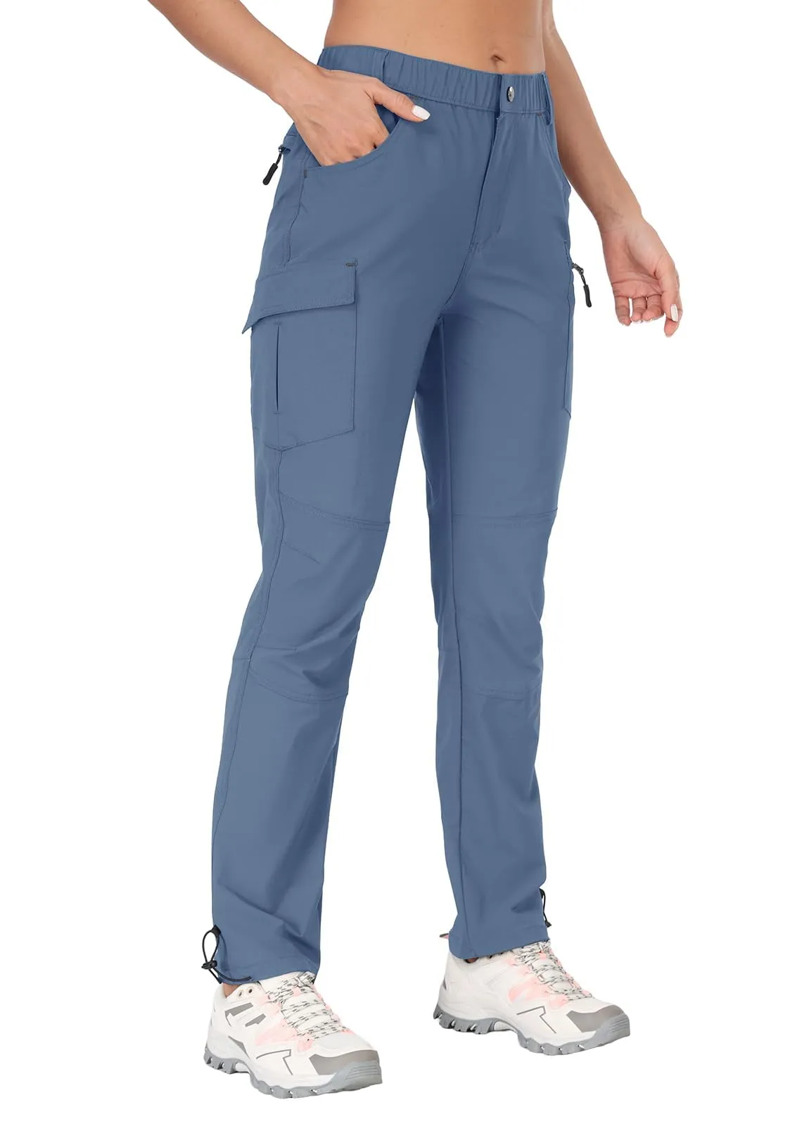 GymBrave Pantaloni Trekking Donna Cargo Capri 3/4 Estivi, Grigio Blu, S - immagine 1