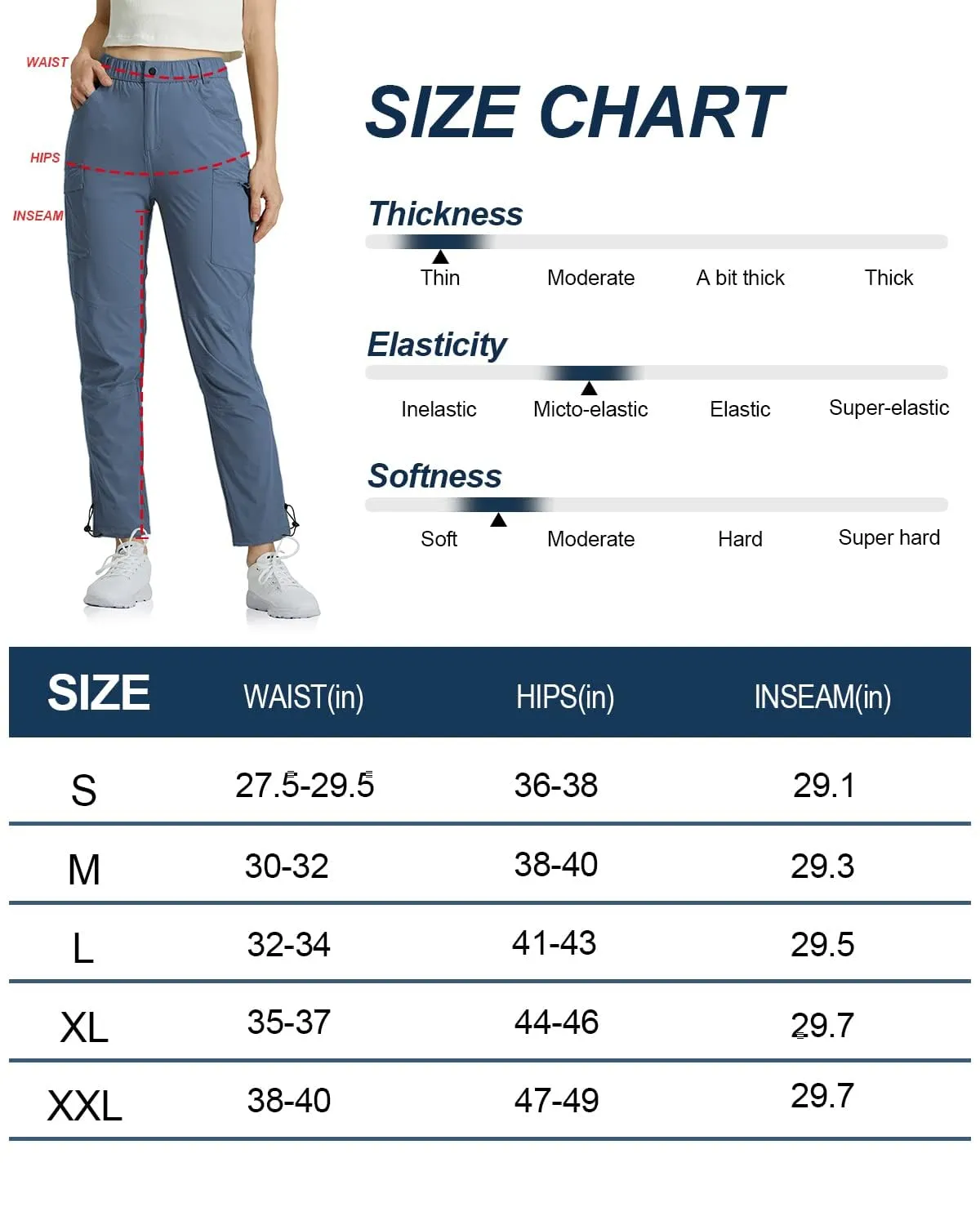 GymBrave Pantaloni Trekking Donna Cargo Capri 3/4 Estivi, Grigio Blu, S - immagine 7