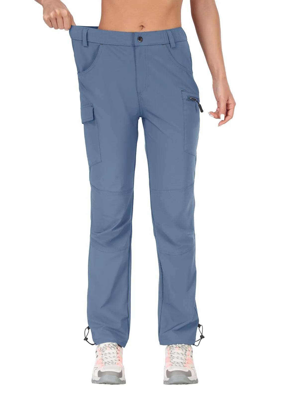 GymBrave Pantaloni Trekking Donna Cargo Capri 3/4 Estivi Grigio Blu M - immagine 2