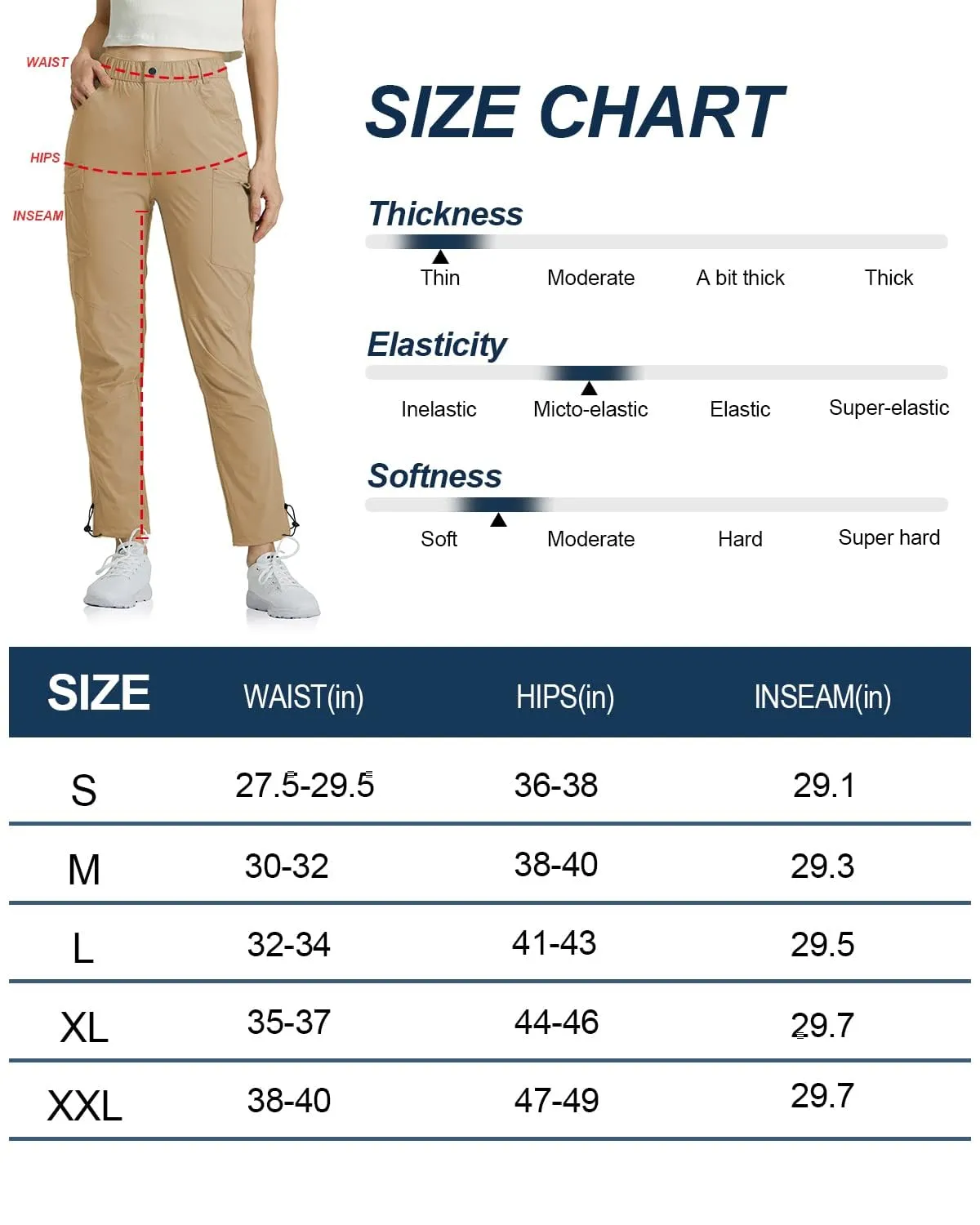 GymBrave Pantaloni Trekking Donna Cargo Capri 3/4 Estivi Kaki S - immagine 7
