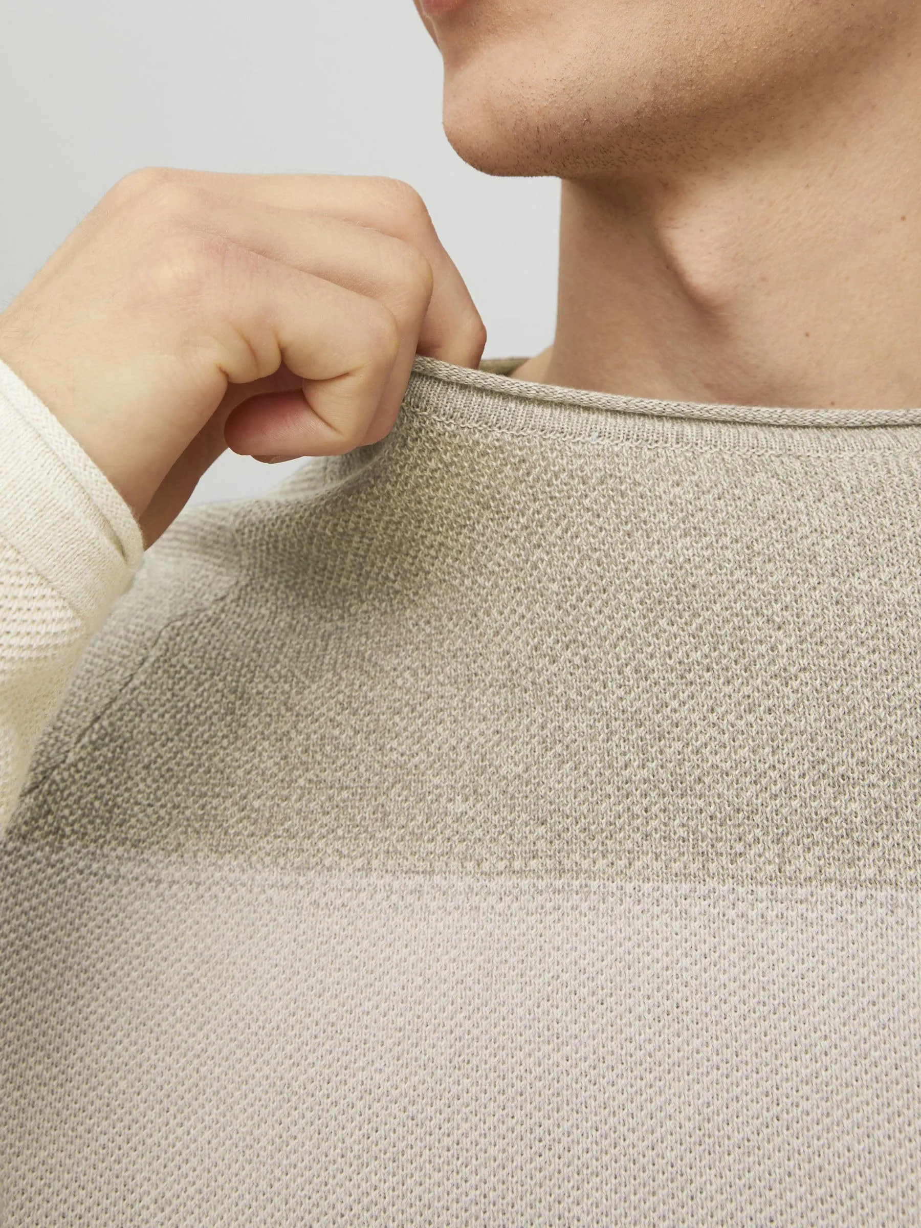 Jack & Jones JJEHILL Knit Crew Neck NOOS Sweater - Oatmeal Gradient, S - immagine 6