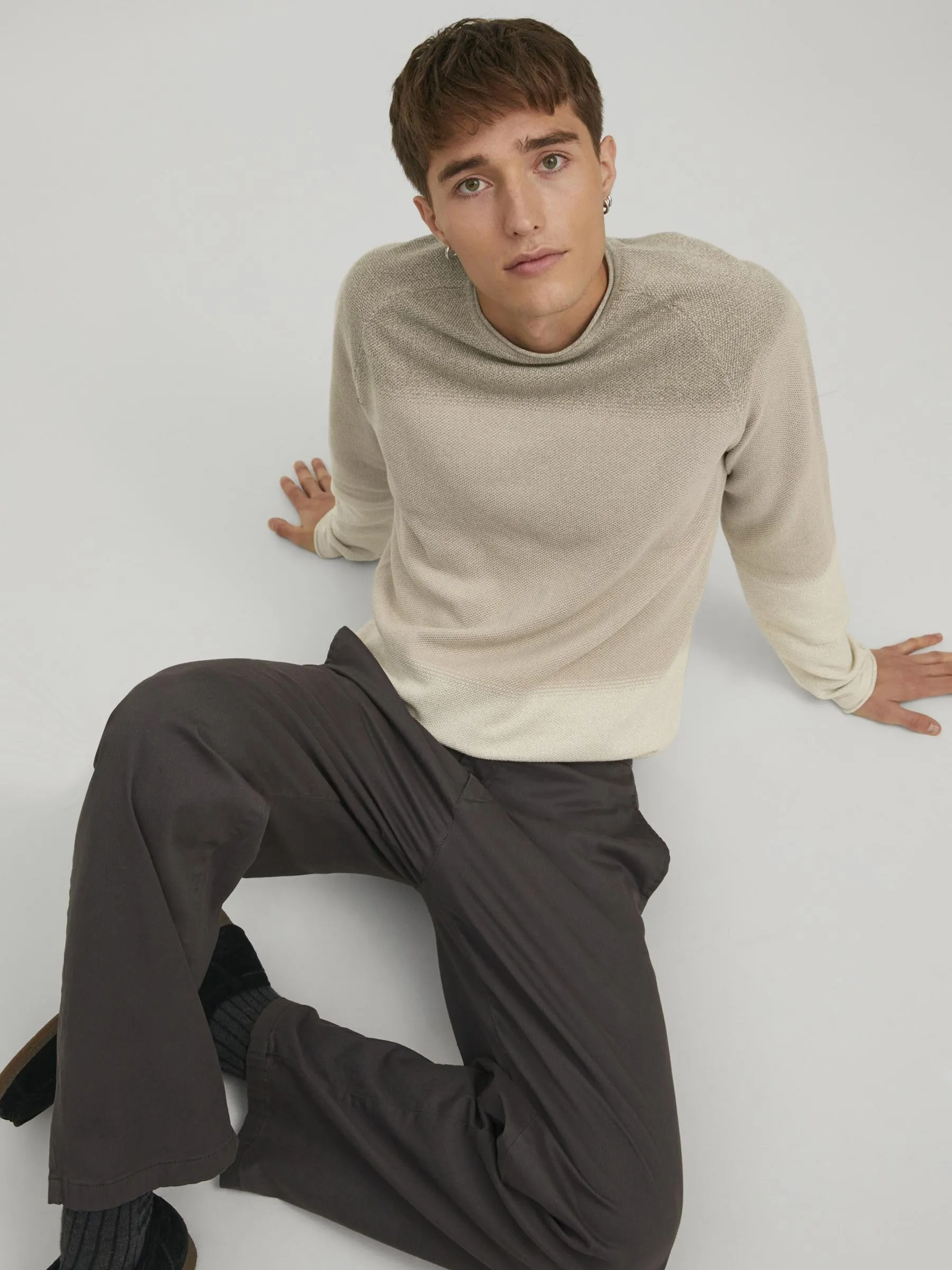 Jack & Jones JJEHILL Knit Crew Neck NOOS Sweater - Oatmeal Gradient, S - immagine 7
