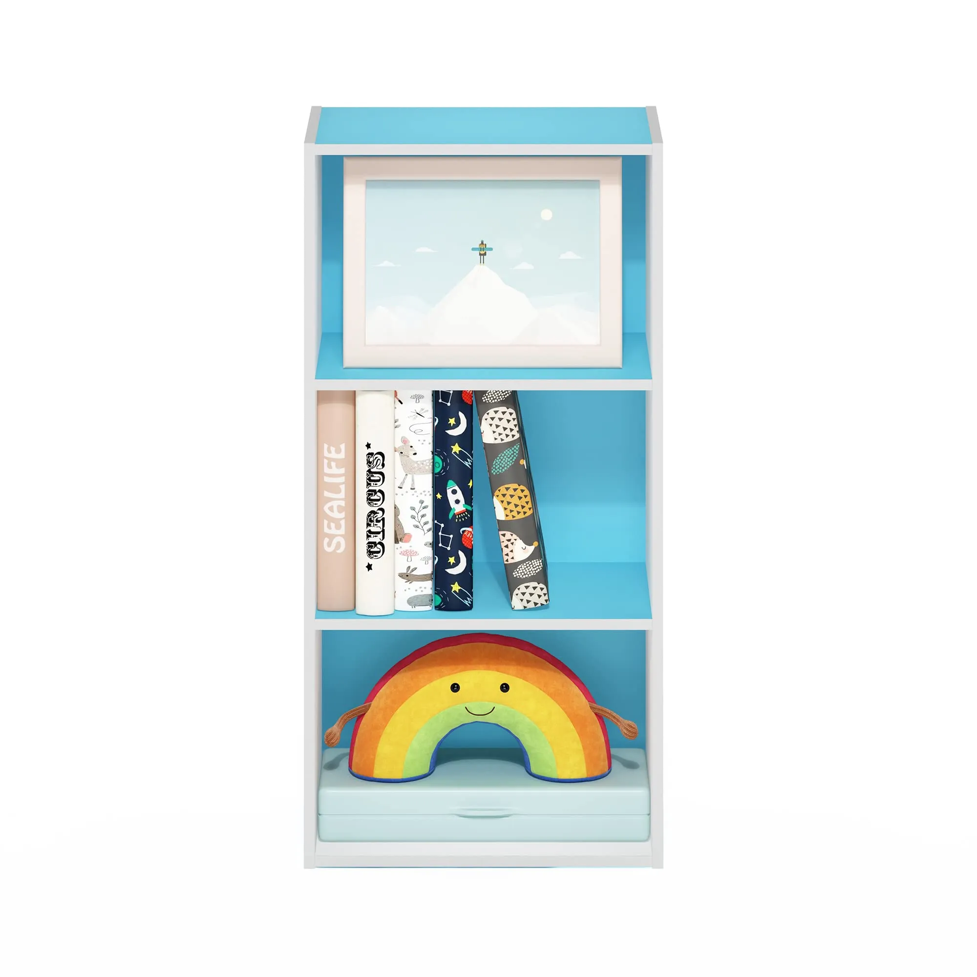 Furinno Luder Libreria a 3 ripiani, Azzurro/Bianco - immagine 5