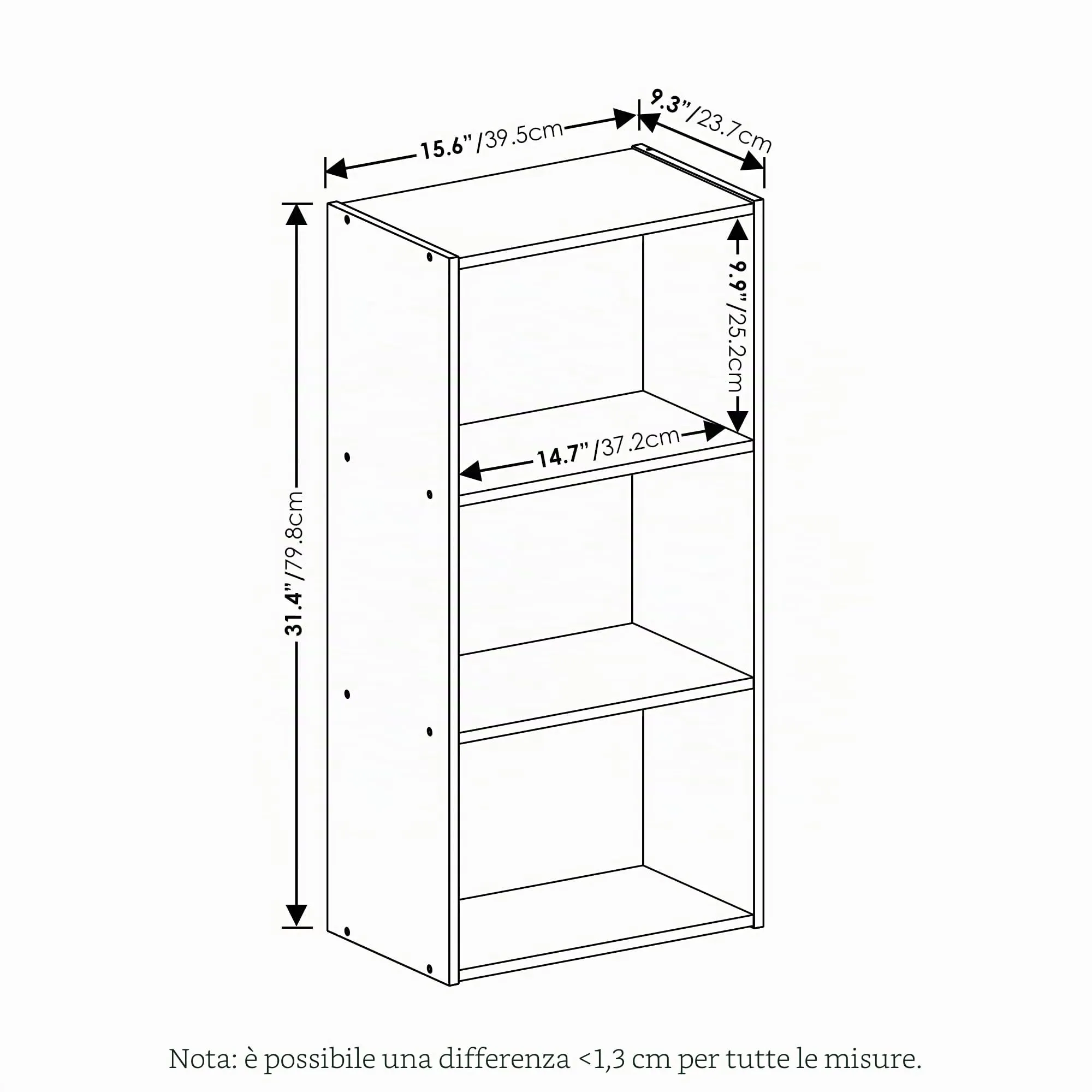 Furinno Luder Libreria a 3 ripiani, Rosa/Bianco - immagine 3