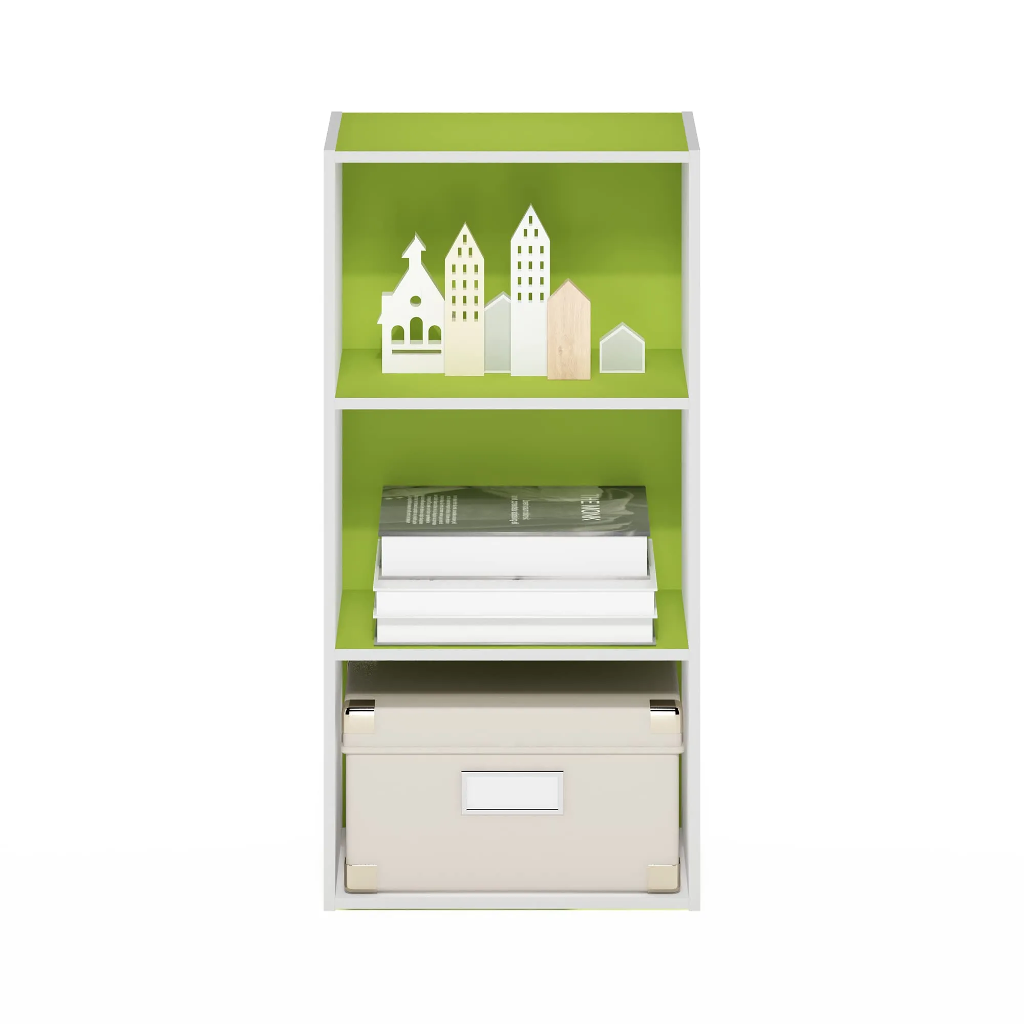 Furinno Luder Libreria a 3 ripiani, Verde/Bianco - immagine 5