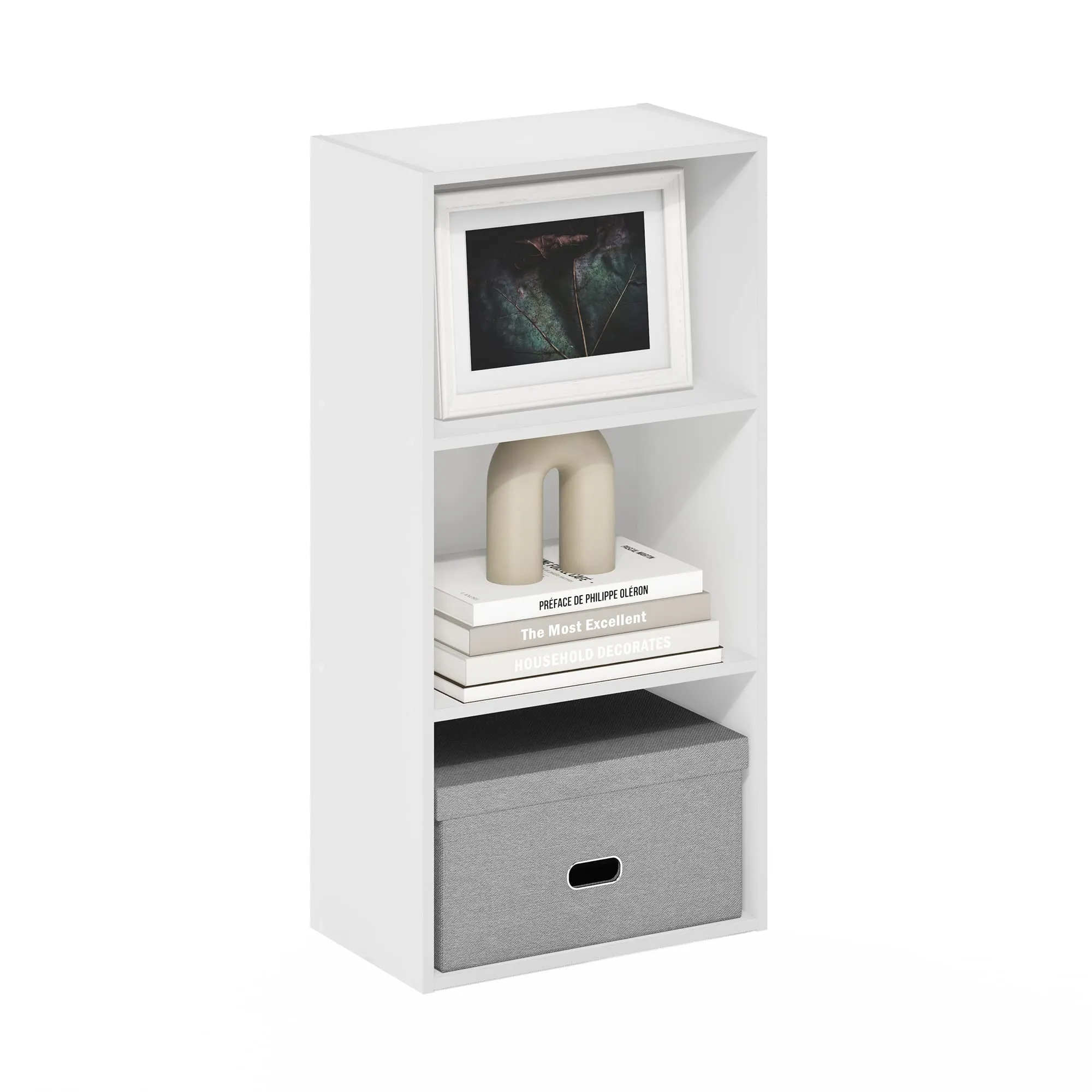 Furinno Luder Libreria a 3 ripiani, Bianca - immagine 1