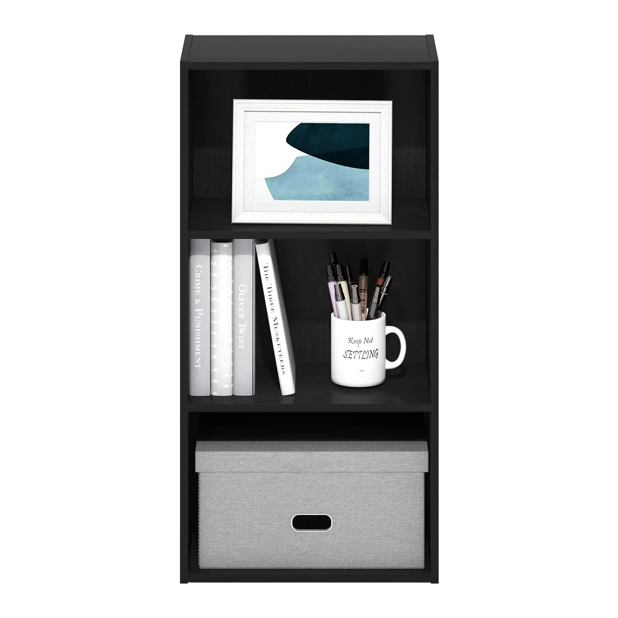 Furinno Luder Libreria a 3 ripiani, Legno Nero - immagine 5